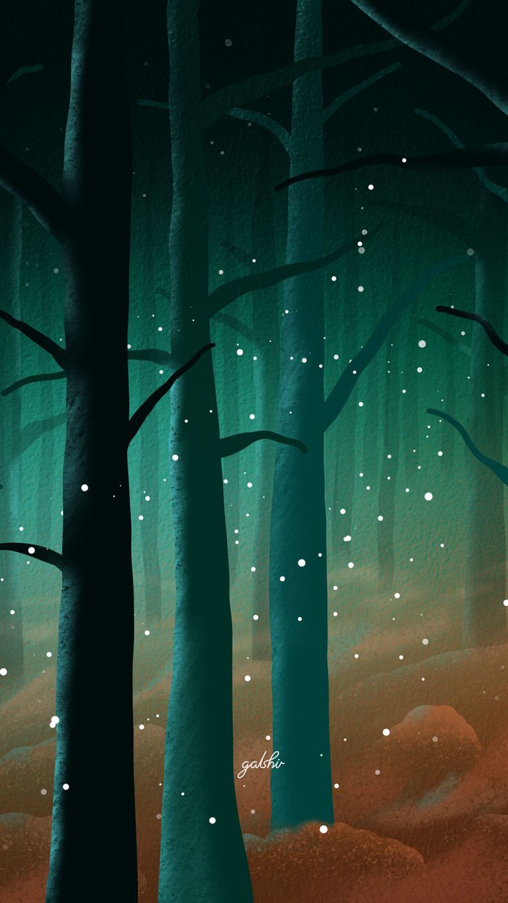 Magical Forest Wallpaper. Forest illustration, Forest wallpaper, Forest drawing
