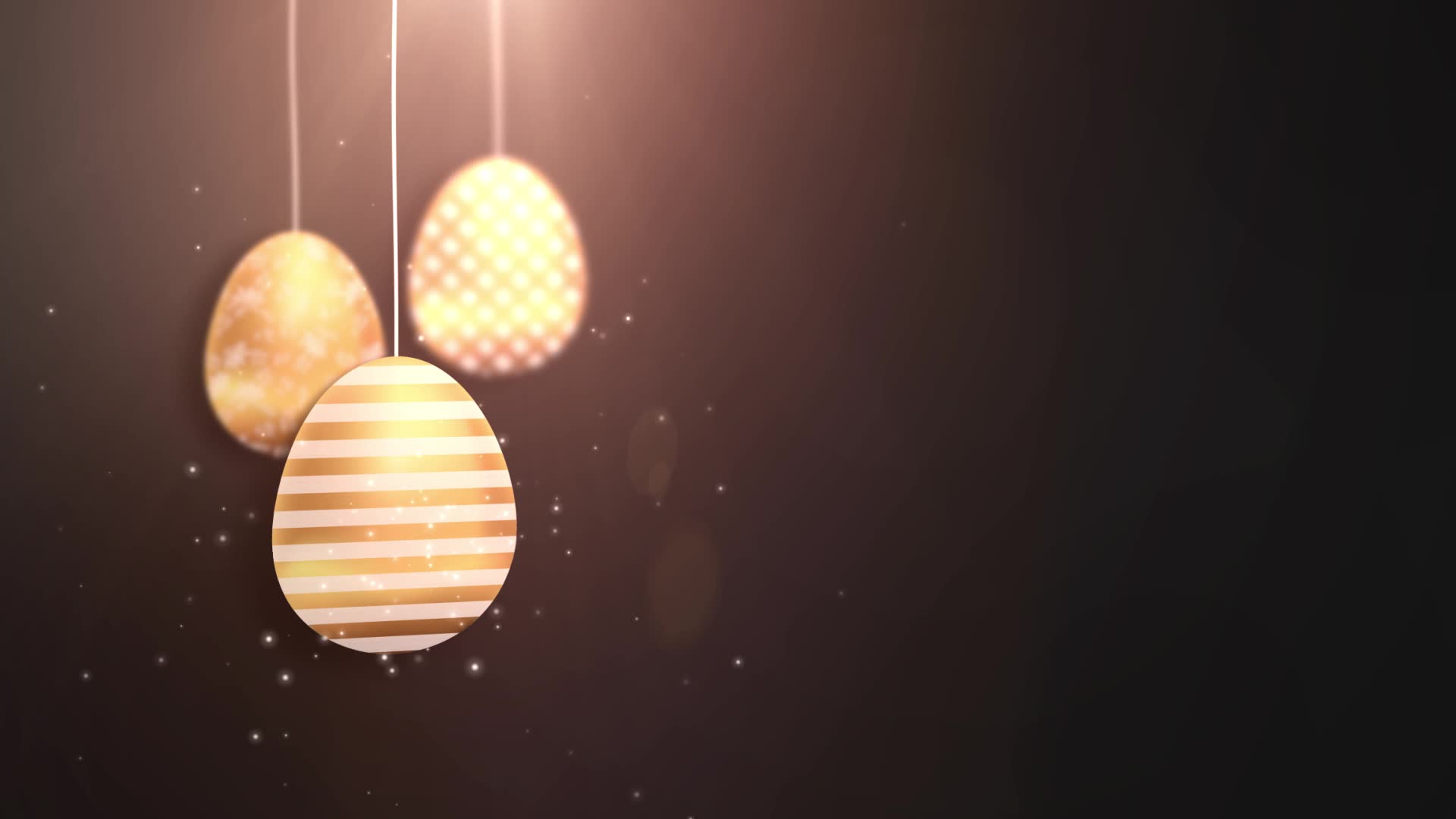 Happy Easter Golden Hanging Easter eggs animated with black background