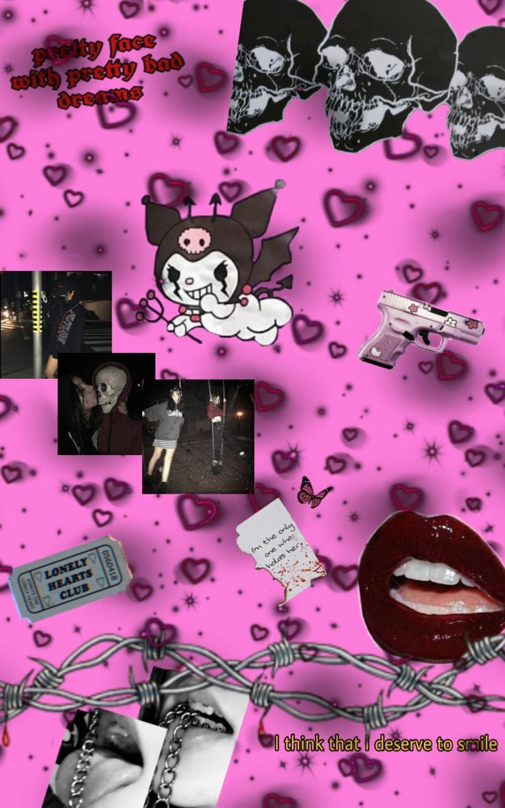 indie kids. Pink and black wallpaper, Goth wallpaper, Pink goth aesthetic wallpaper