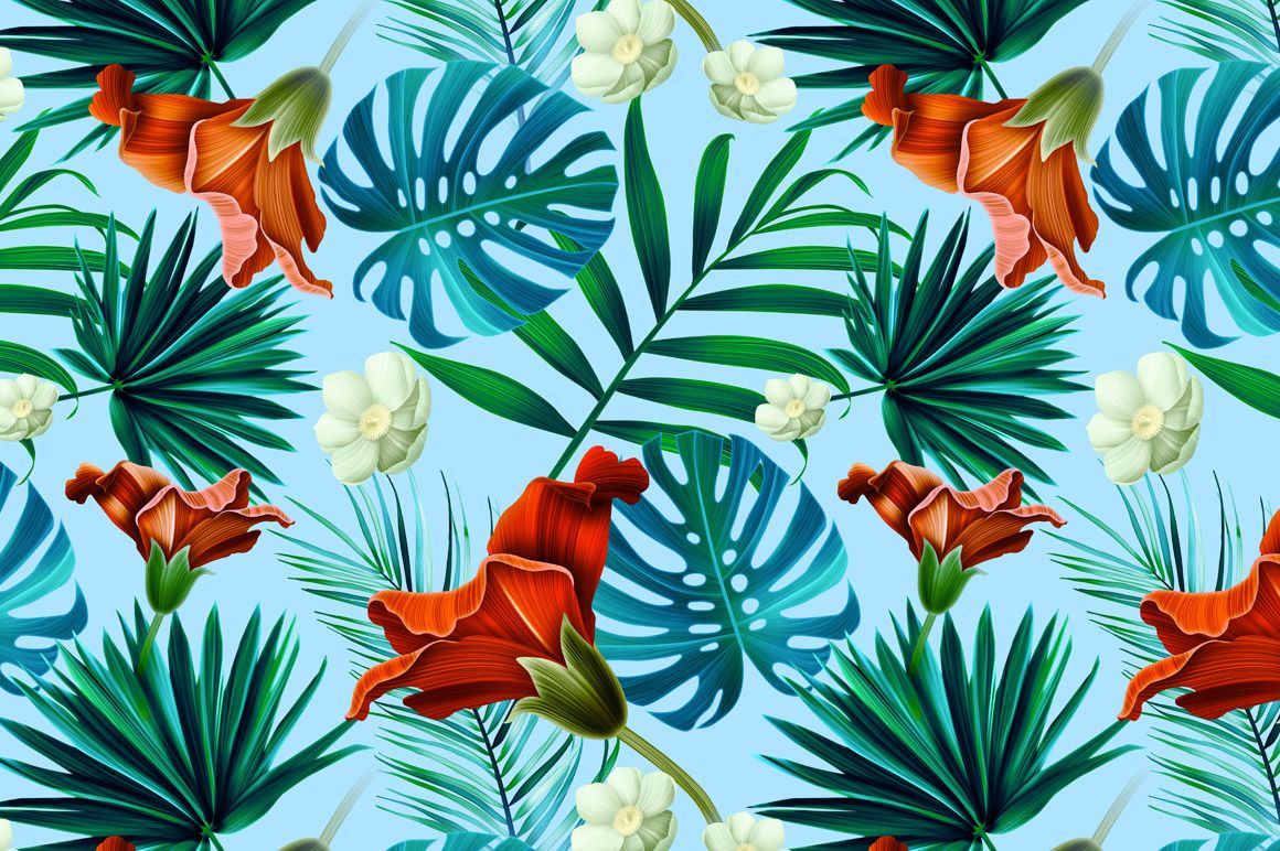 Summer seamless pattern tropical background Vector Image