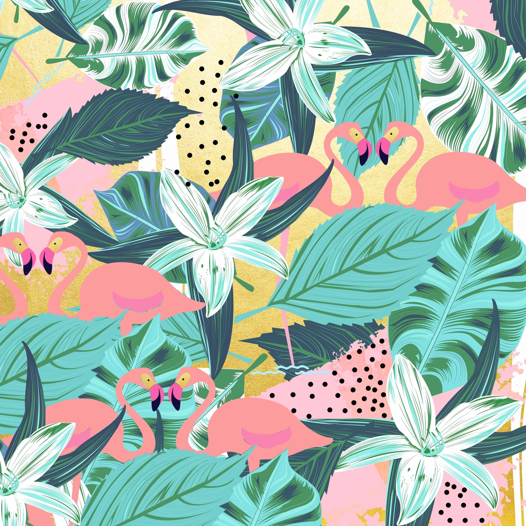 Flamingo Tropical Wallpaper. Floral prints art, Plant illustration, Tropical wallpaper