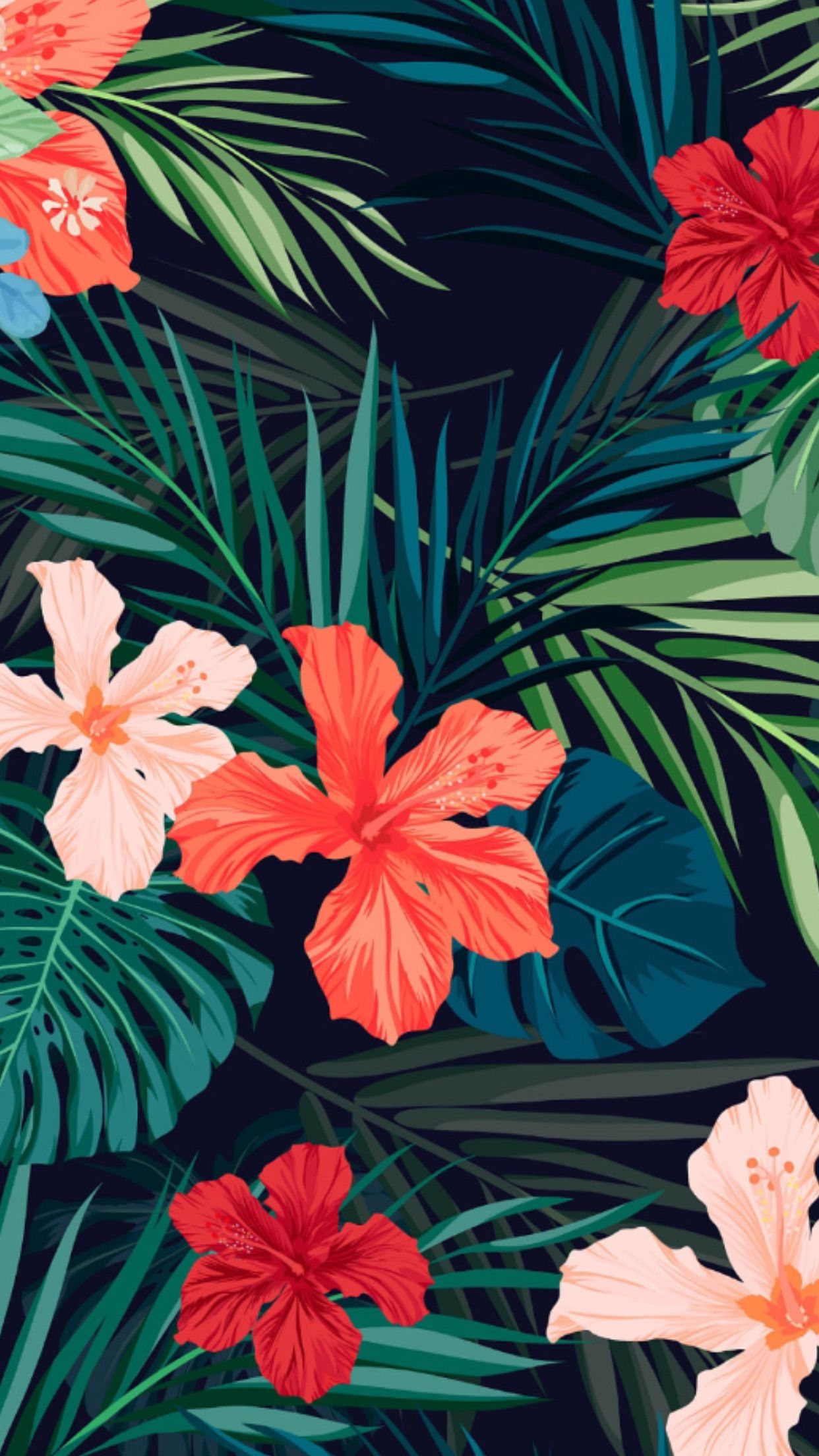 Papel De Parede iPhone Wallpaper Tropical, Pattern Flower Wallpaper iPhone Wallpaper & Background Download