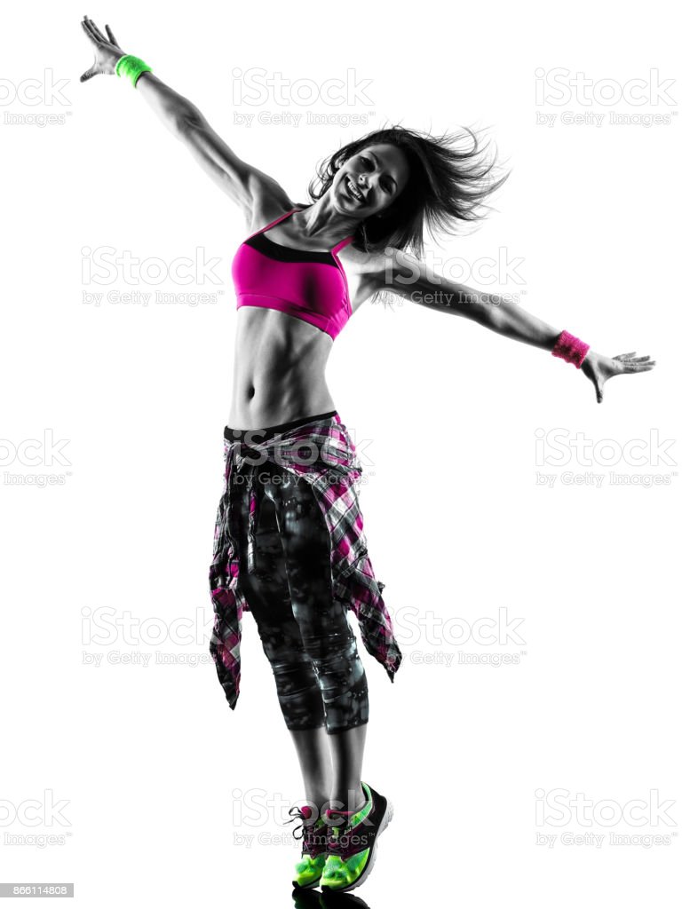 Woman Zumba Fitness Exercises Dancer Dancing Isolated Silhouette Image Now