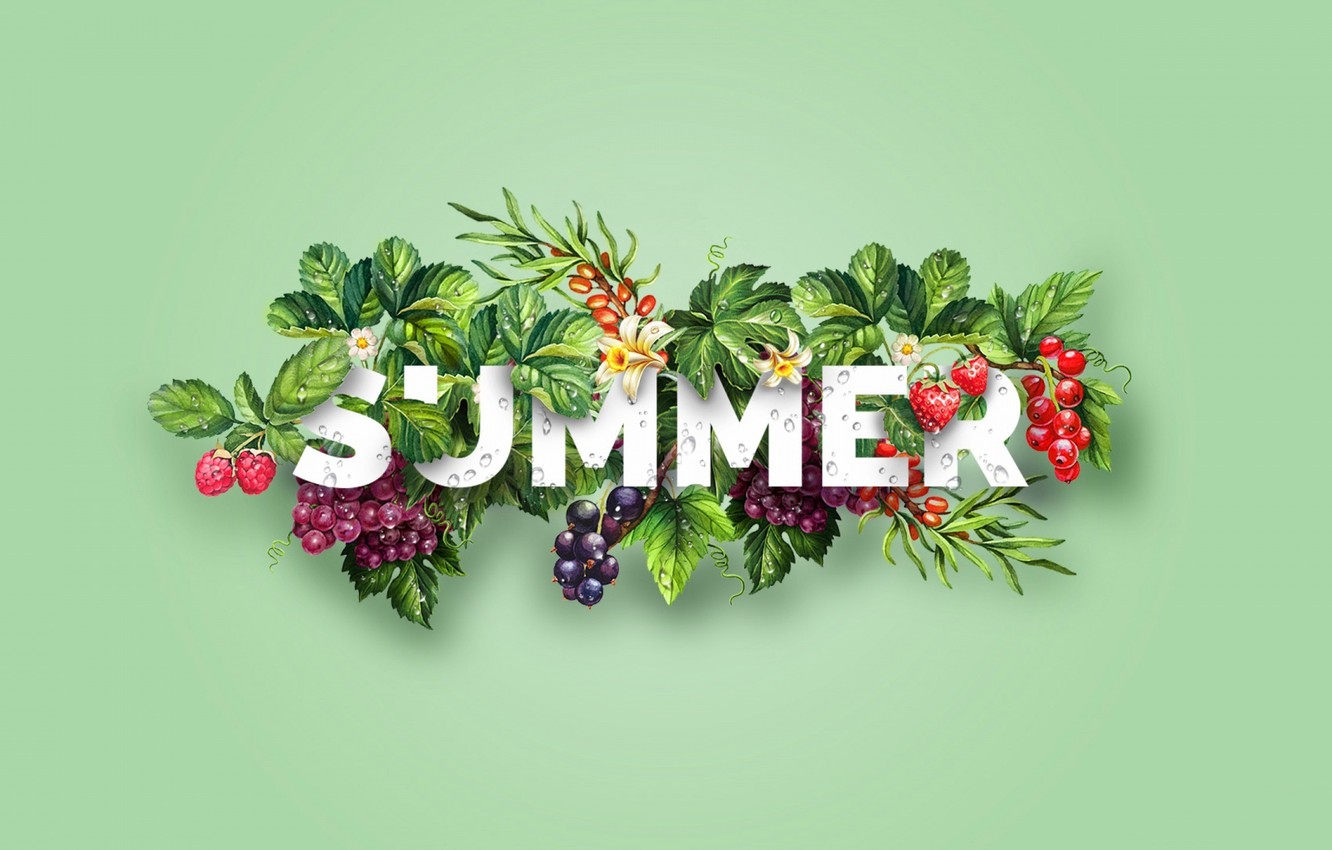 Wallpaper summer, berries, collage, vector, the word image for desktop, section разное
