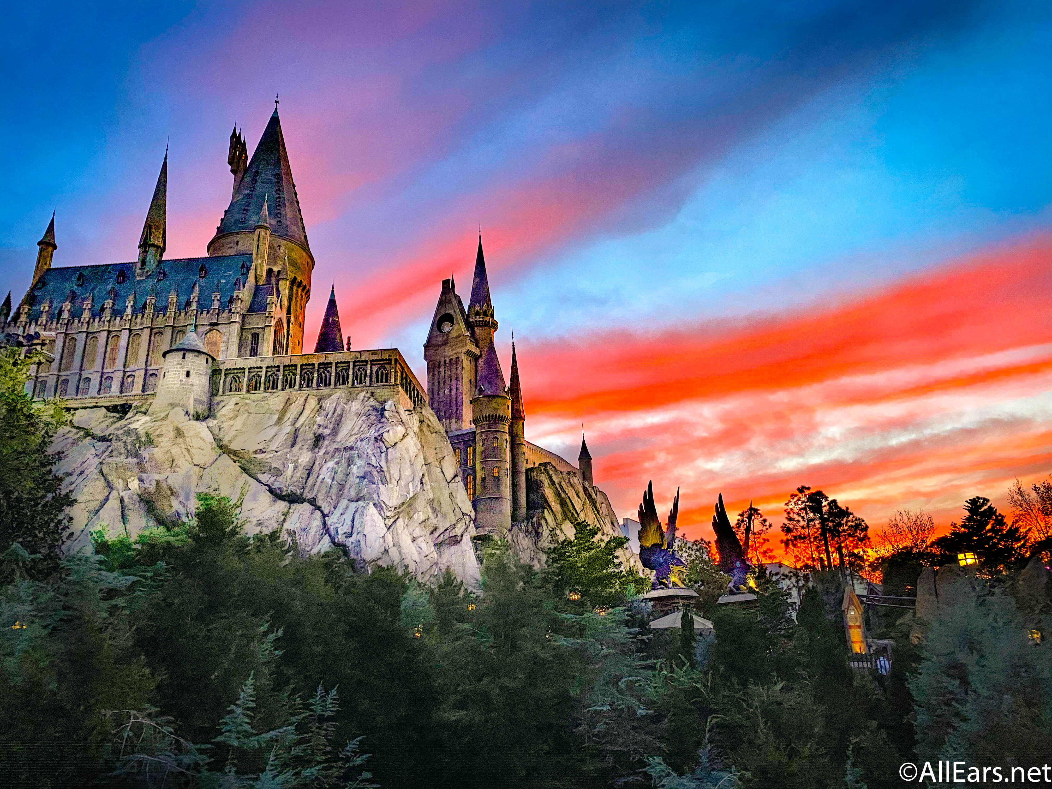 Hogwarts At Sunset Horizontal Landscape Wallpaper