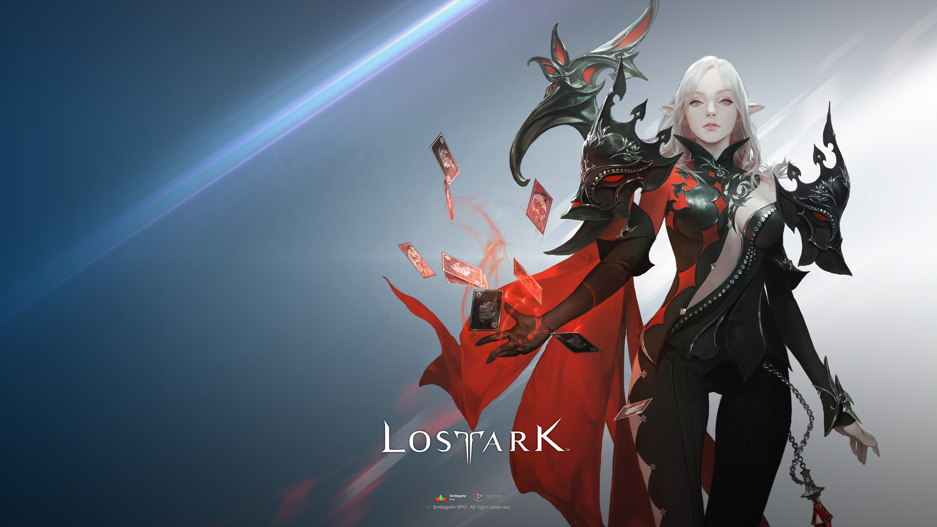 Lost Ark Lost Ark 2018 2018 Year Fantasy Girl White Hair Simple Background PC Gaming Wallpaper:3840x2160
