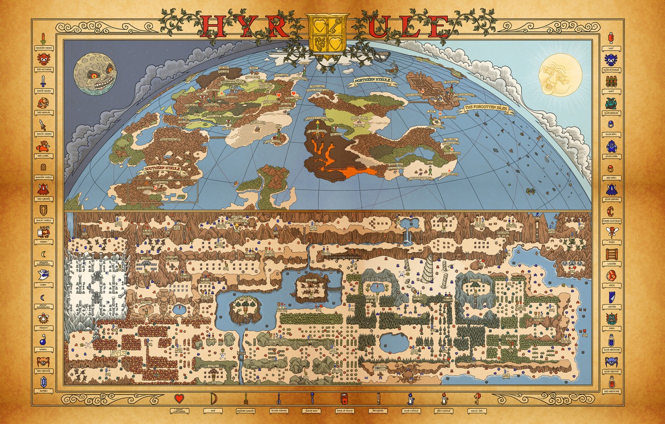 Wallpaper Nintendo, map, Retro, Zelda, itemps, Nes image for desktop, section разное