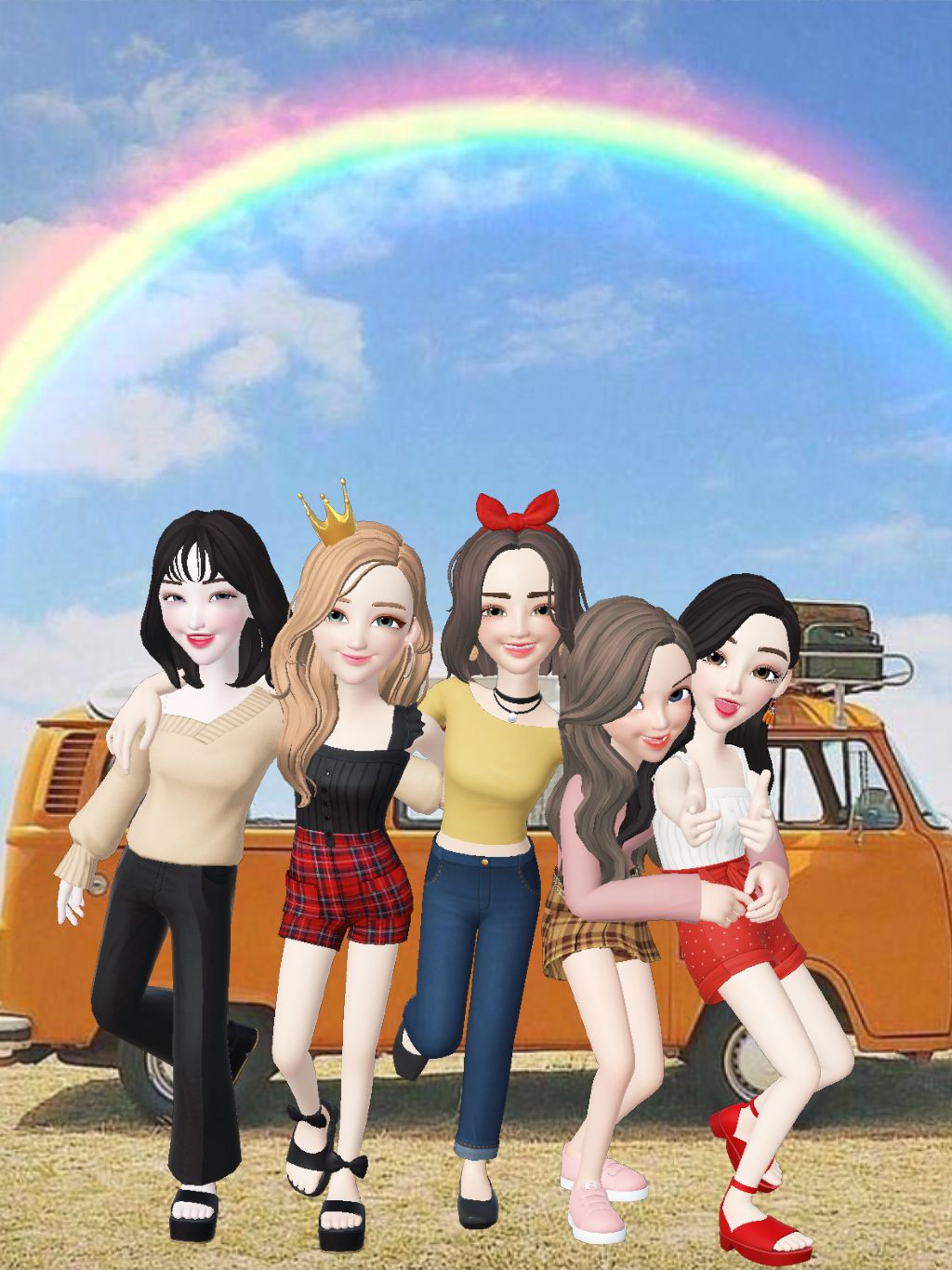 zepeto #holiday #rainbow #friend #background #wallpaper. Foto teman, Foto sahabat, Gambar bff