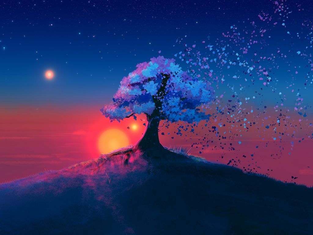 Neon 4K wallpaper for your desktop or mobile screen free and easy to download. Tree sunset wallpaper, Sunset wallpaper, Scenery wallpaper