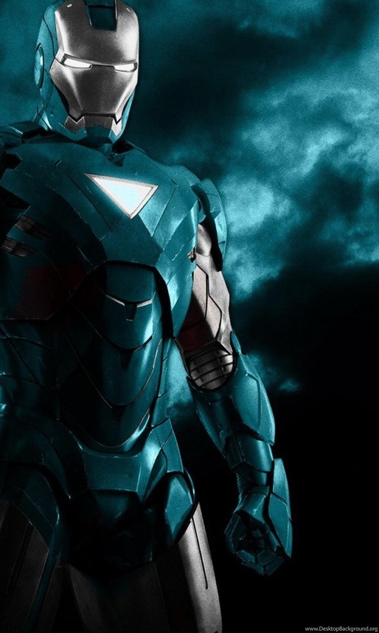 Blue Iron Man Robots Superheroes Armor Black Background Wallpaper. Desktop Background