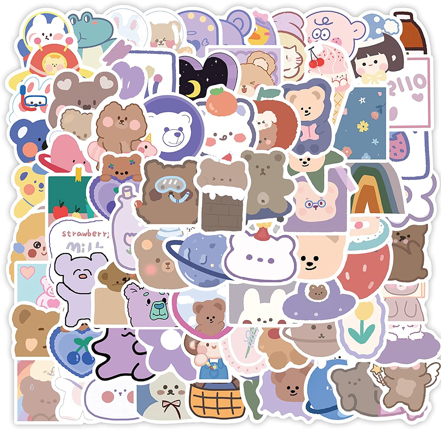 Buy 90pcs Korean Bear Stickers for Water Bottles, Cute Cartoon Animal for Kids, Waterproof Vinyl Stickers for Laptop Hydro Flask Computer Skateboard Online in Turkey. B0943Z7LR4