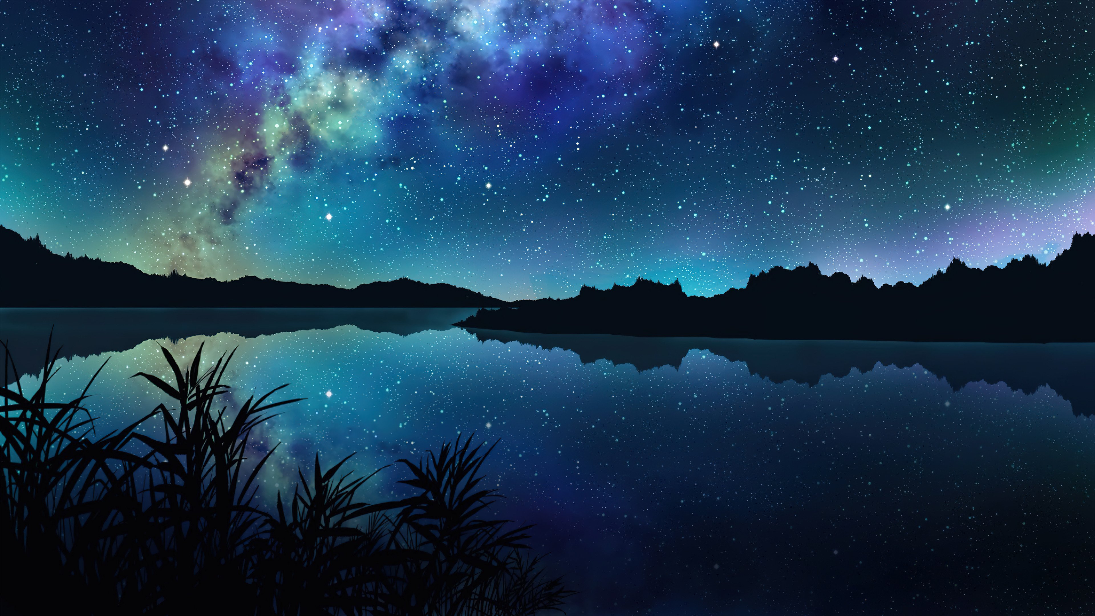 Free download Starry Stars Night Sky Milky Way Anime Scenery Art HD 4K Wallpaper [3840x2160] for your Desktop, Mobile & Tablet. Explore Night Sky Anime Desktop Wallpaper