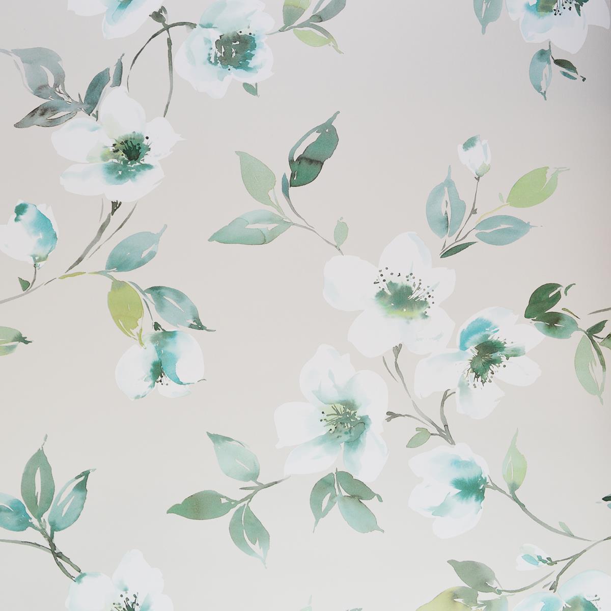 Galerie Floral Wallpaper Flowers Purple Mint Green White Lilac Blue Leaf Pink