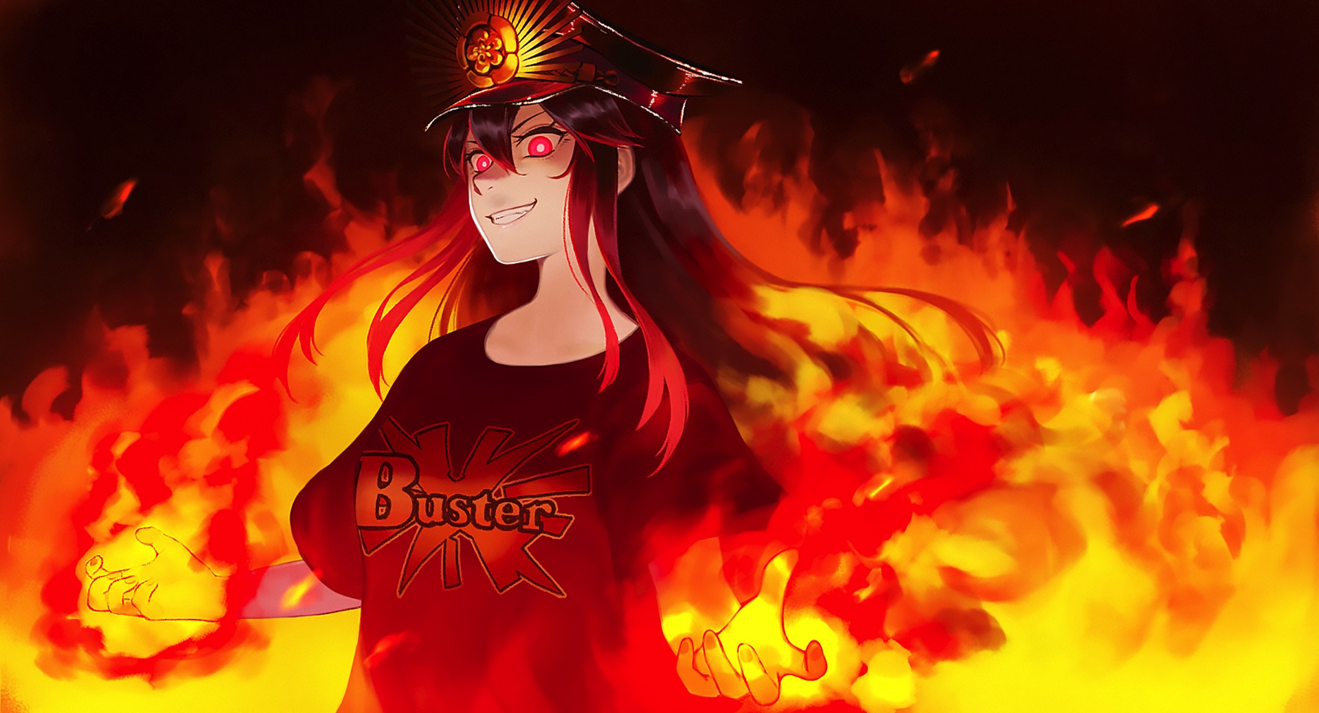 Desktop Wallpaper Oda Nobukatsu, Fate Grand Order, Fire, Anime Girl, Angry, HD Image, Picture, Background, 82ef0a