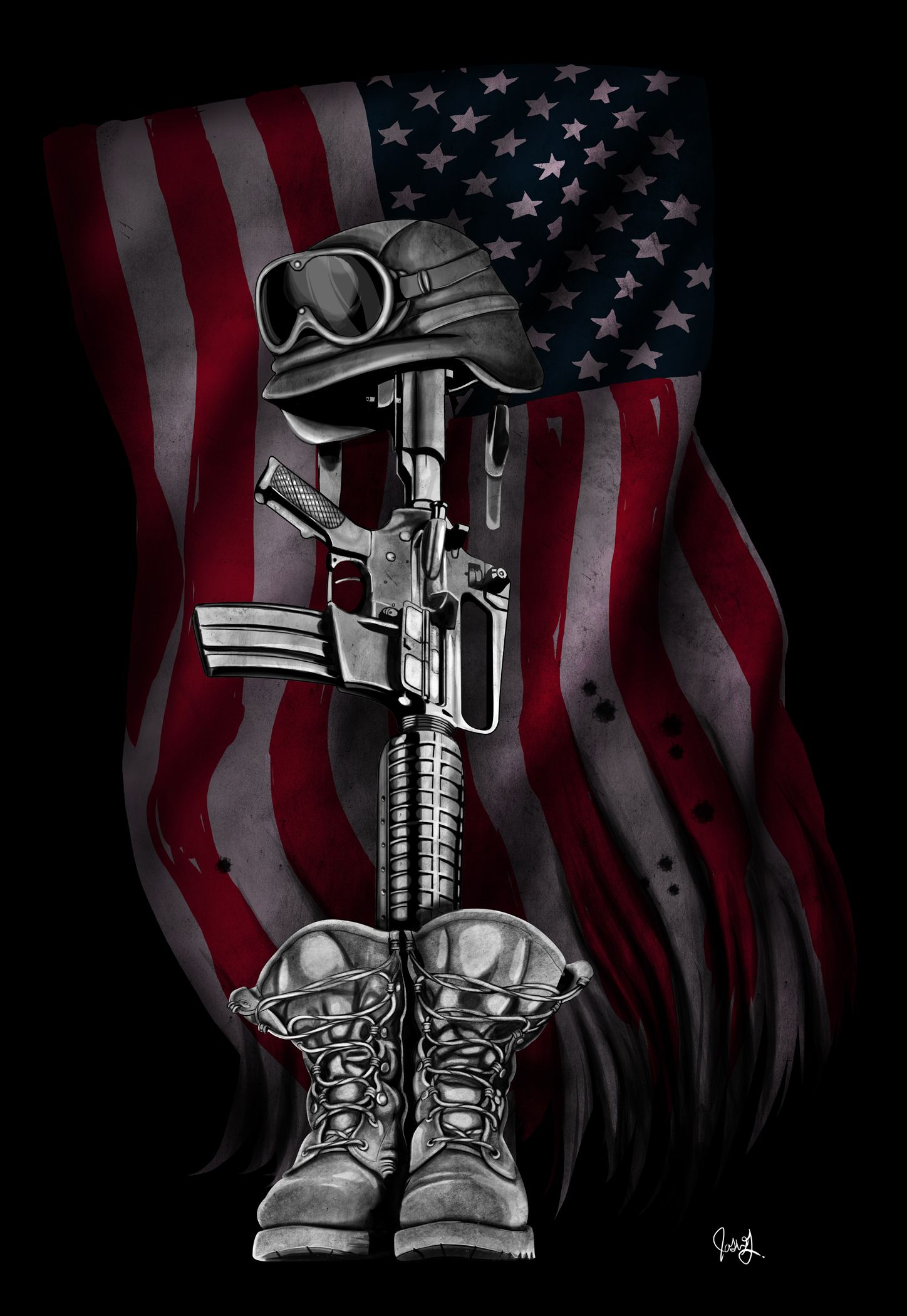 The Fallen Soldier by Josh Garner military, soldier, fallen, USA, America,. Military tattoos, Soldier tattoo, Fallen soldier