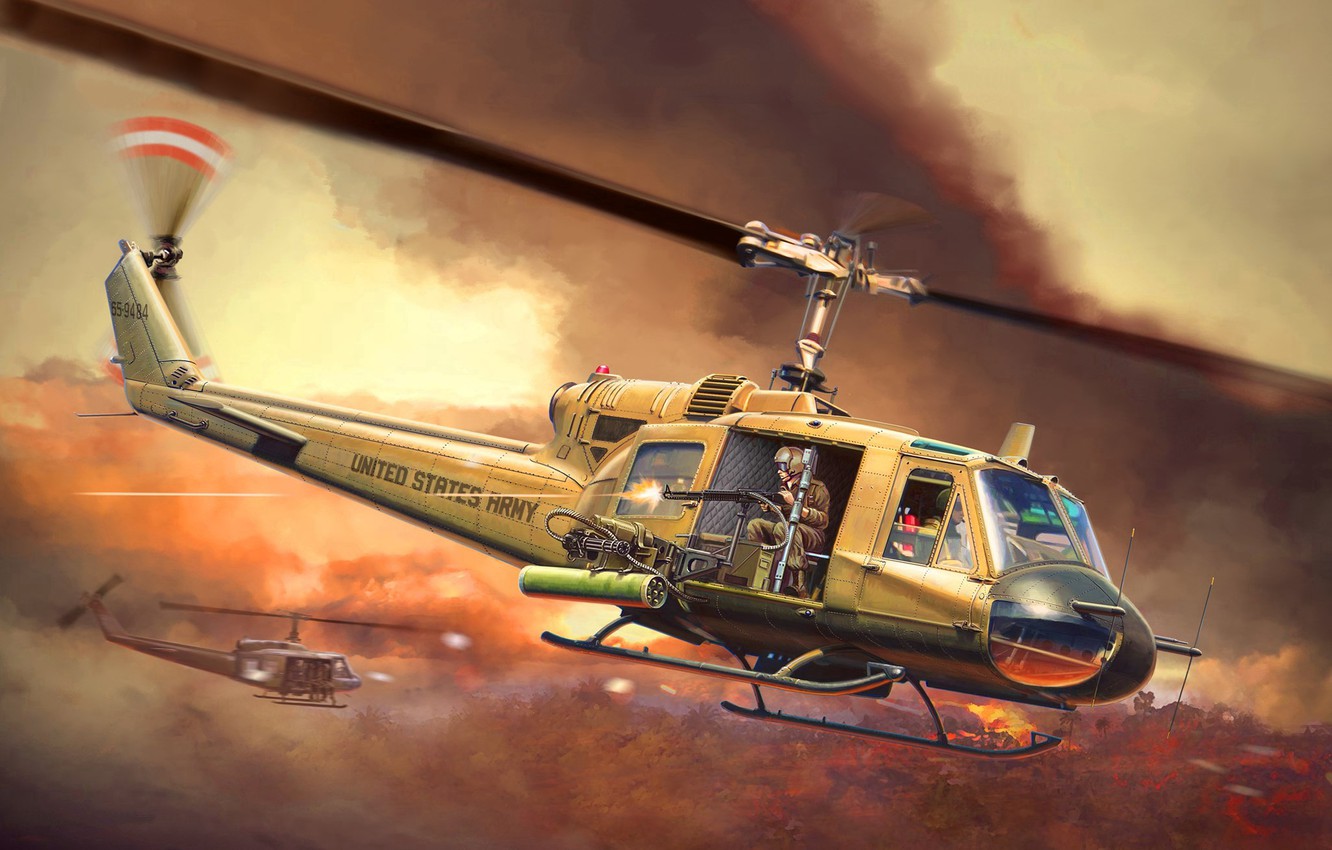 Wallpaper USA, Helicopter, Combat Helicopter, UH 1 Huey, UH 1B Image For Desktop, Section авиация
