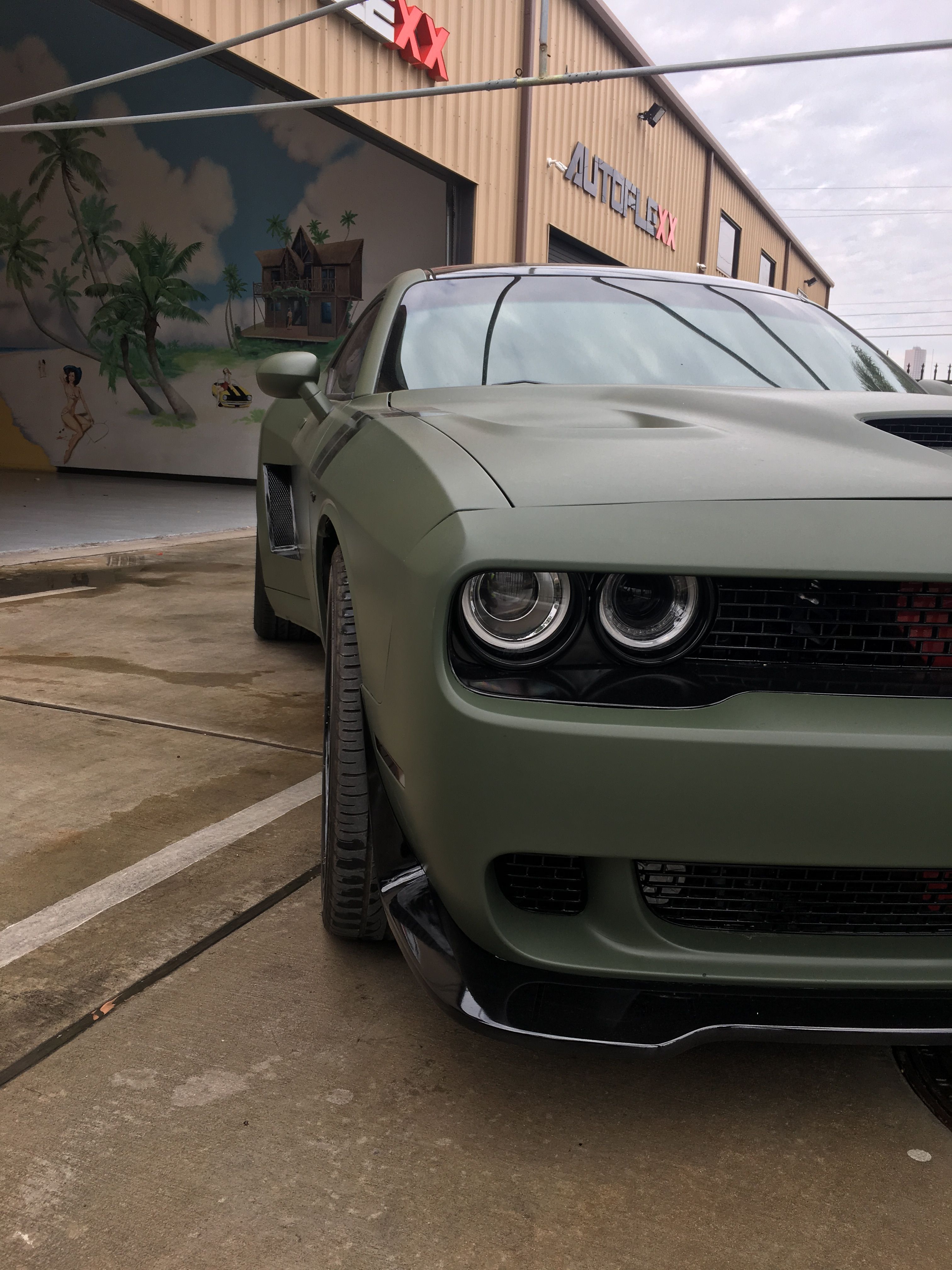 Widebody Prochargered Challenger wrapped in that military green is now ready