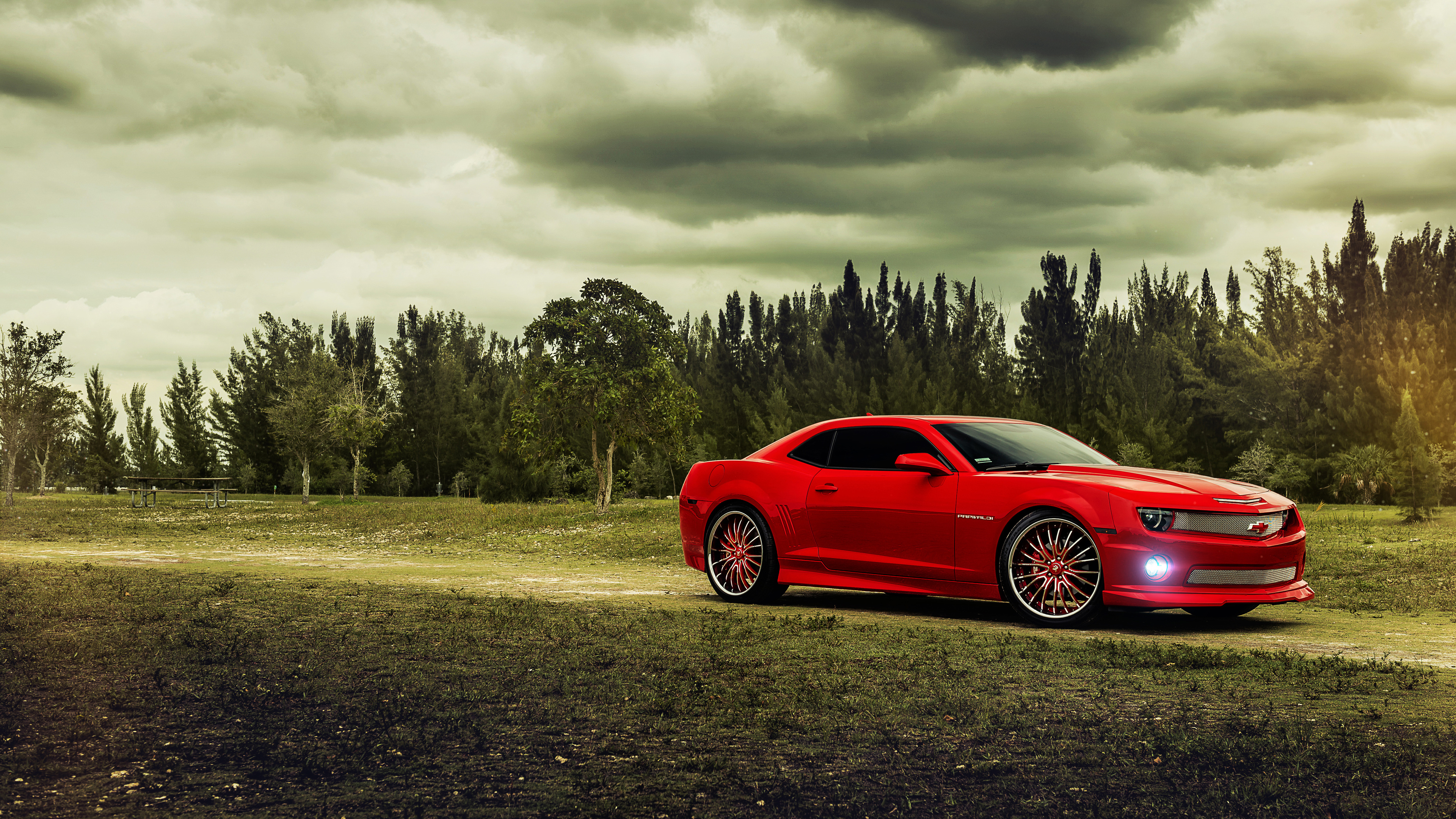 Wallpaper 4k Red Chevrolet Camaro Wallpaper