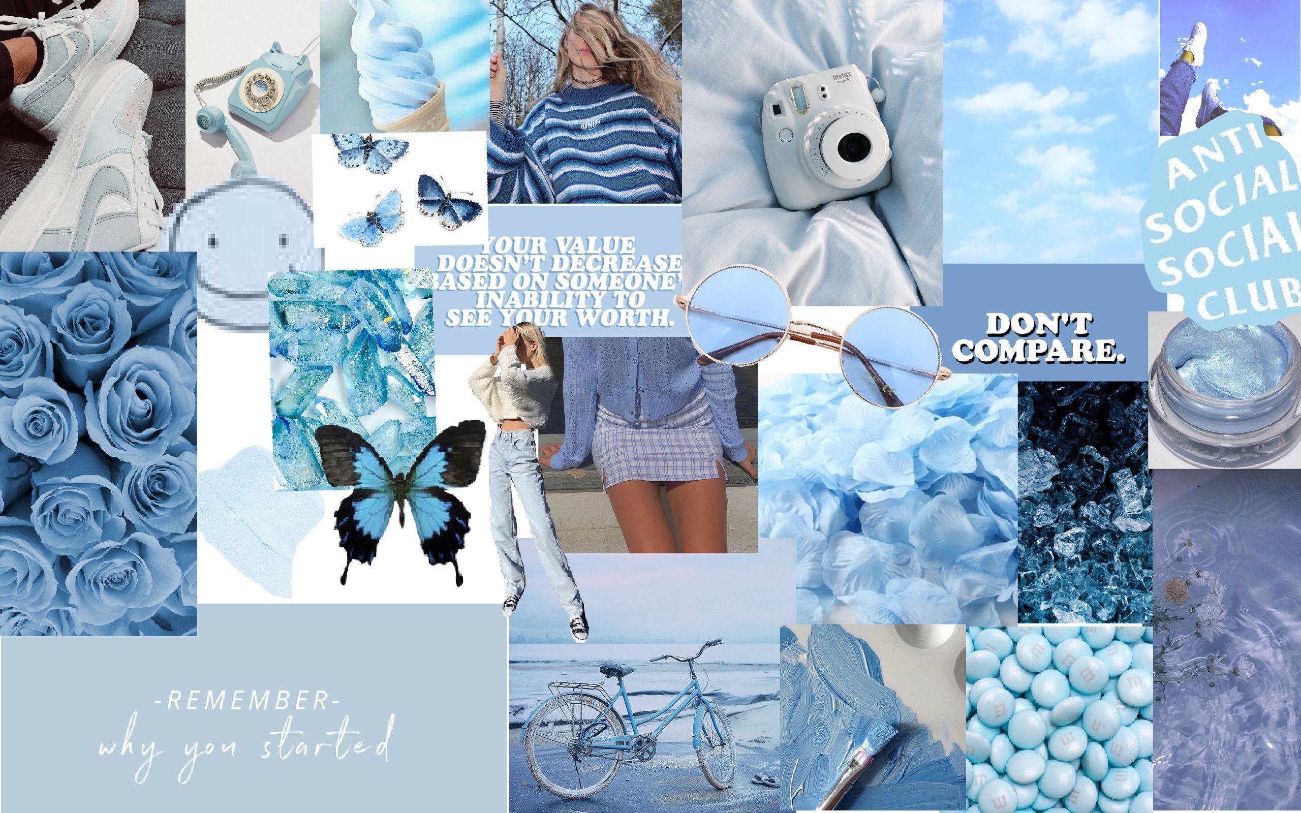 Blue Aesthetic Collage Wallpaper