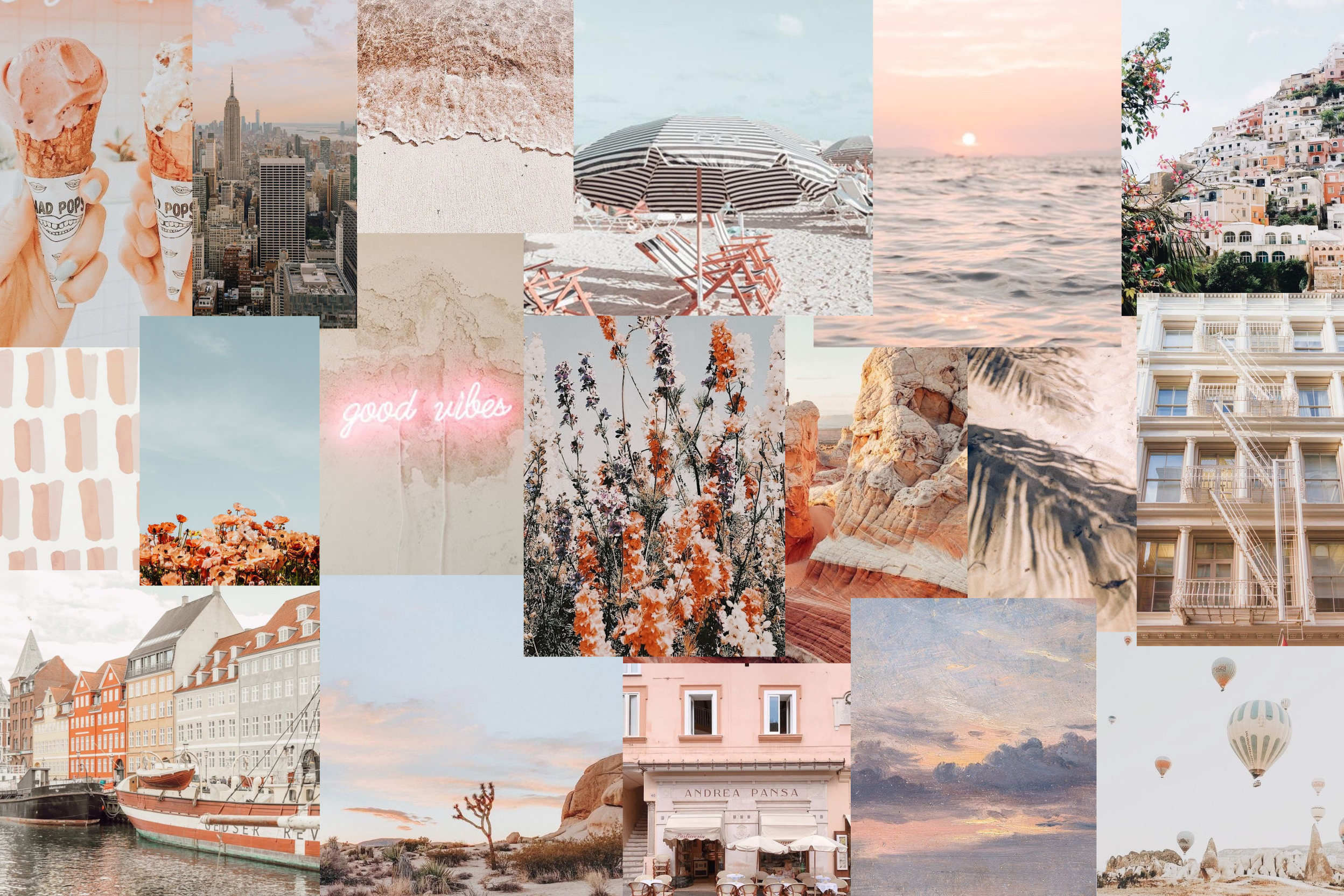 aesthetic pink travels collage wallpaper. Desktop wallpaper fall, Cute tumblr wallpaper, Pink wallpaper laptop