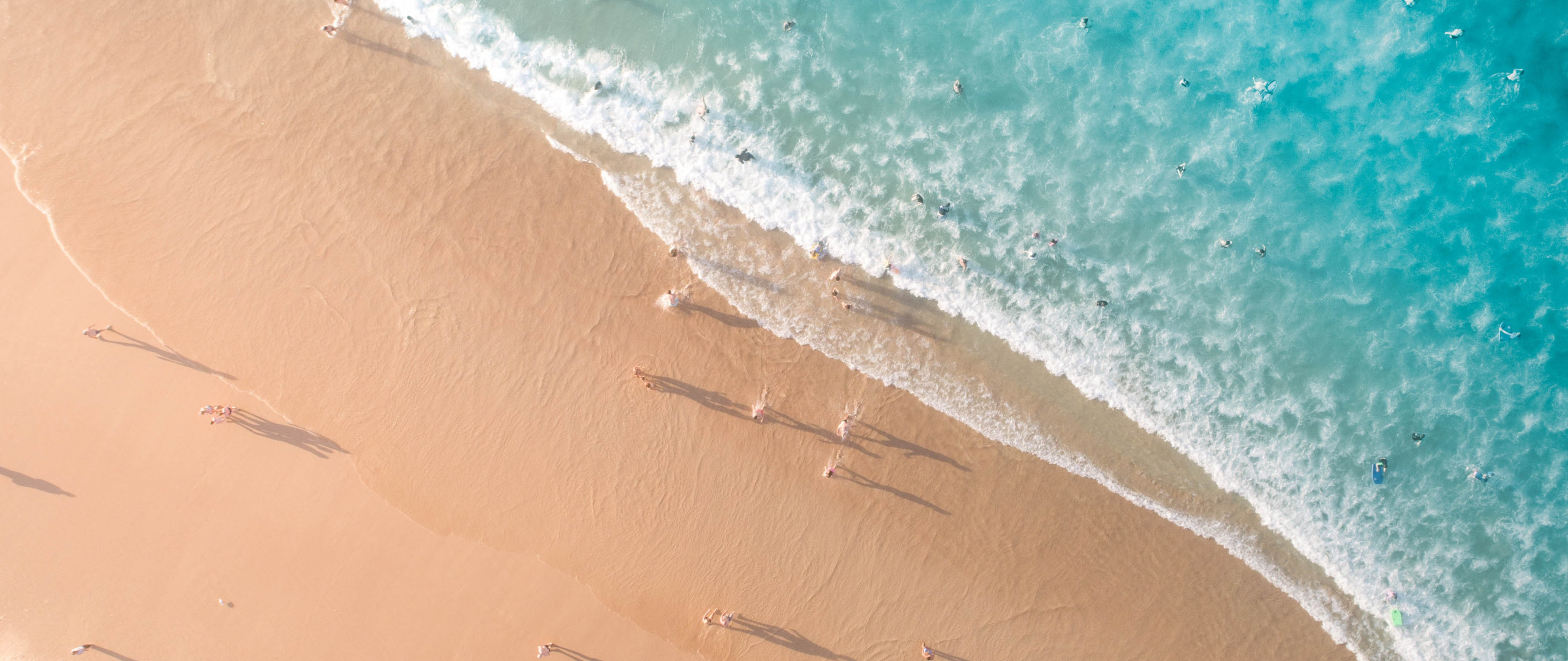 Download Aerial view, beach, nature, summer wallpaper, 2560x Dual Wide, Widescreen