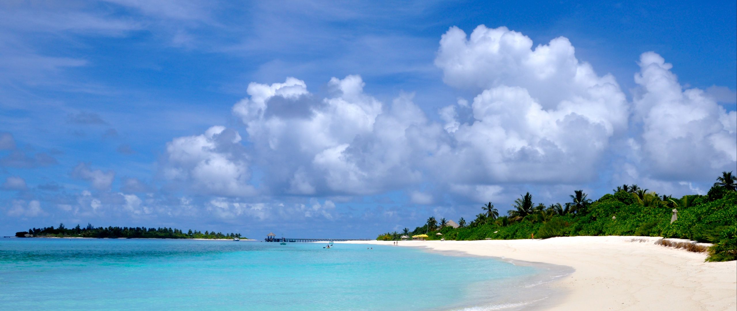 Download wallpaper 2560x1080 maldives, beach, sand, summer dual wide 1080p HD background