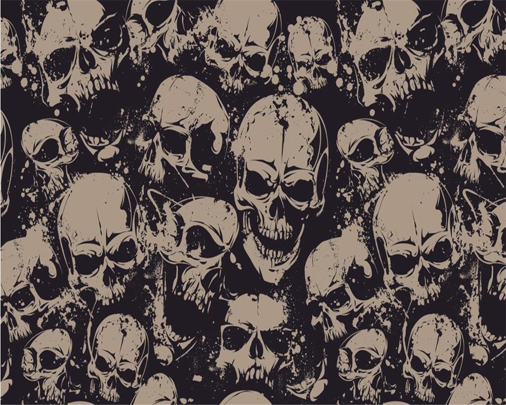 Recent Customized Wallpaper High end Character Skull Art Background Wall Painting Abstract Horror Skull 3D Wallpaper murals. Wallpaper