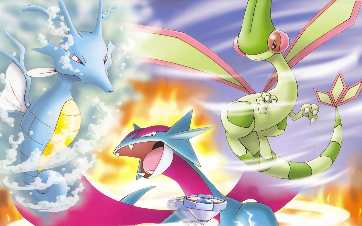 Kingdra Pokemon Flygon Pokemon Salamence Pokemon Dragon Pokemon Wallpaper:1440x900