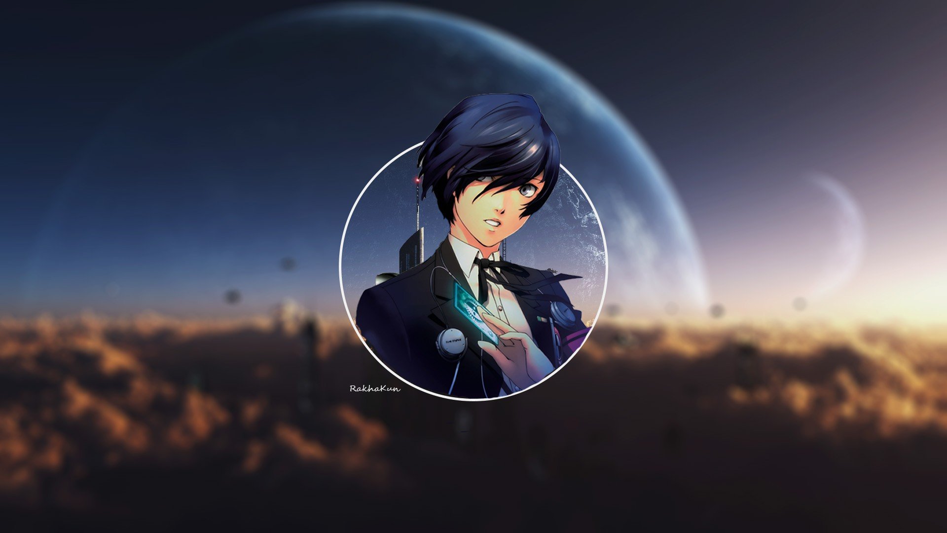blue hair, Yuuki Makoto, Persona Anime, City Wallpaper HD / Desktop and Mobile Background