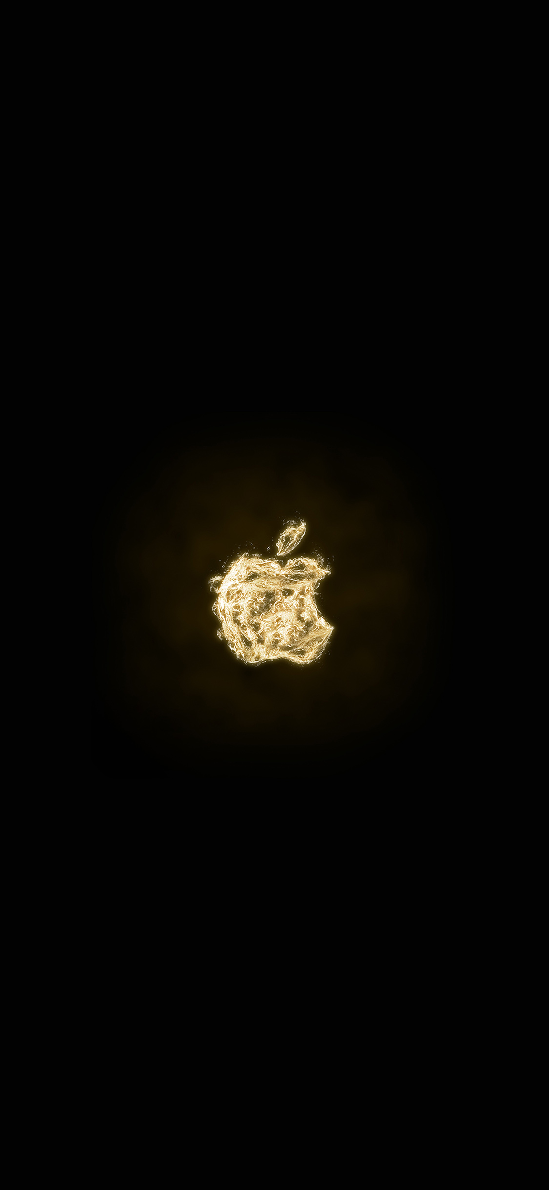 iPhone X wallpaper. apple logo dark water gold art illustration