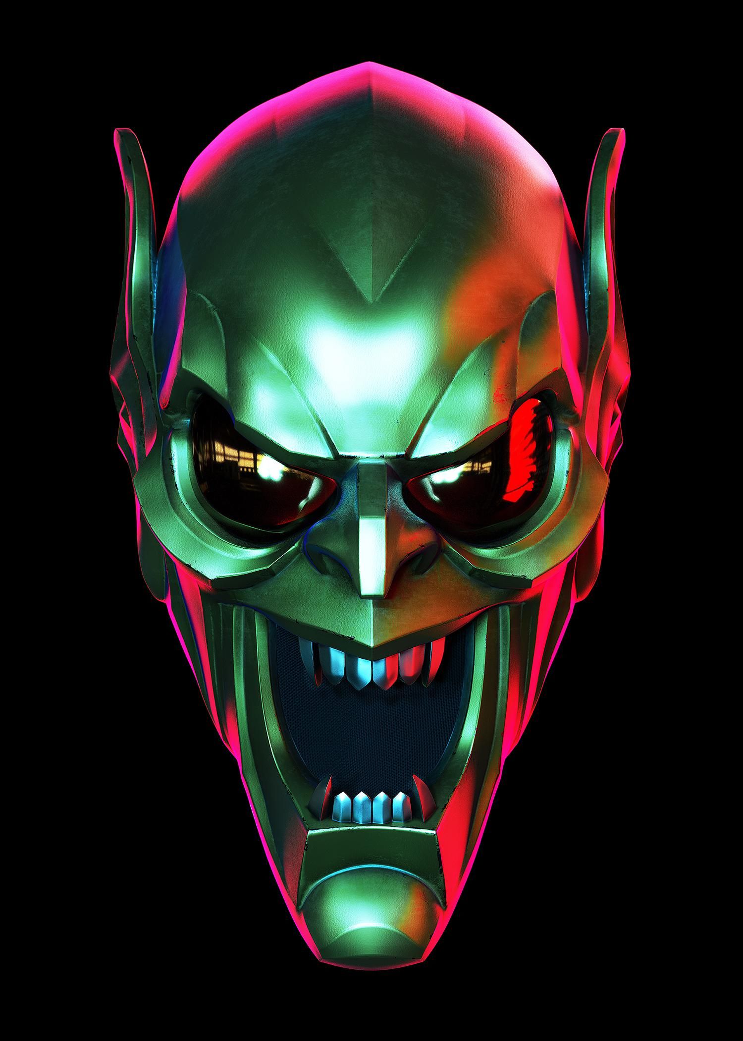 Green goblin mask in cycles. Green