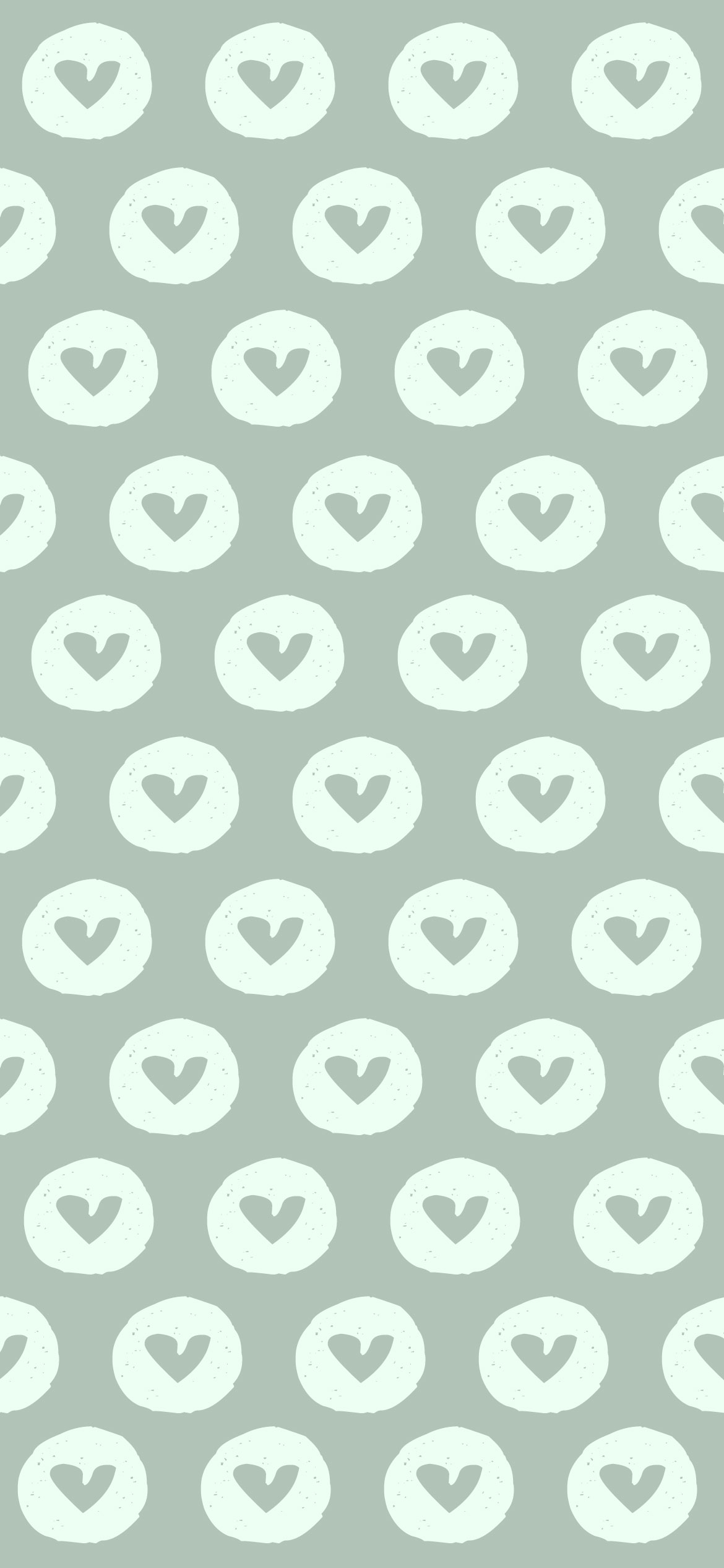 Sage Green Aesthetic Wallpaper, Lots of Heart in Circle Wallpaper