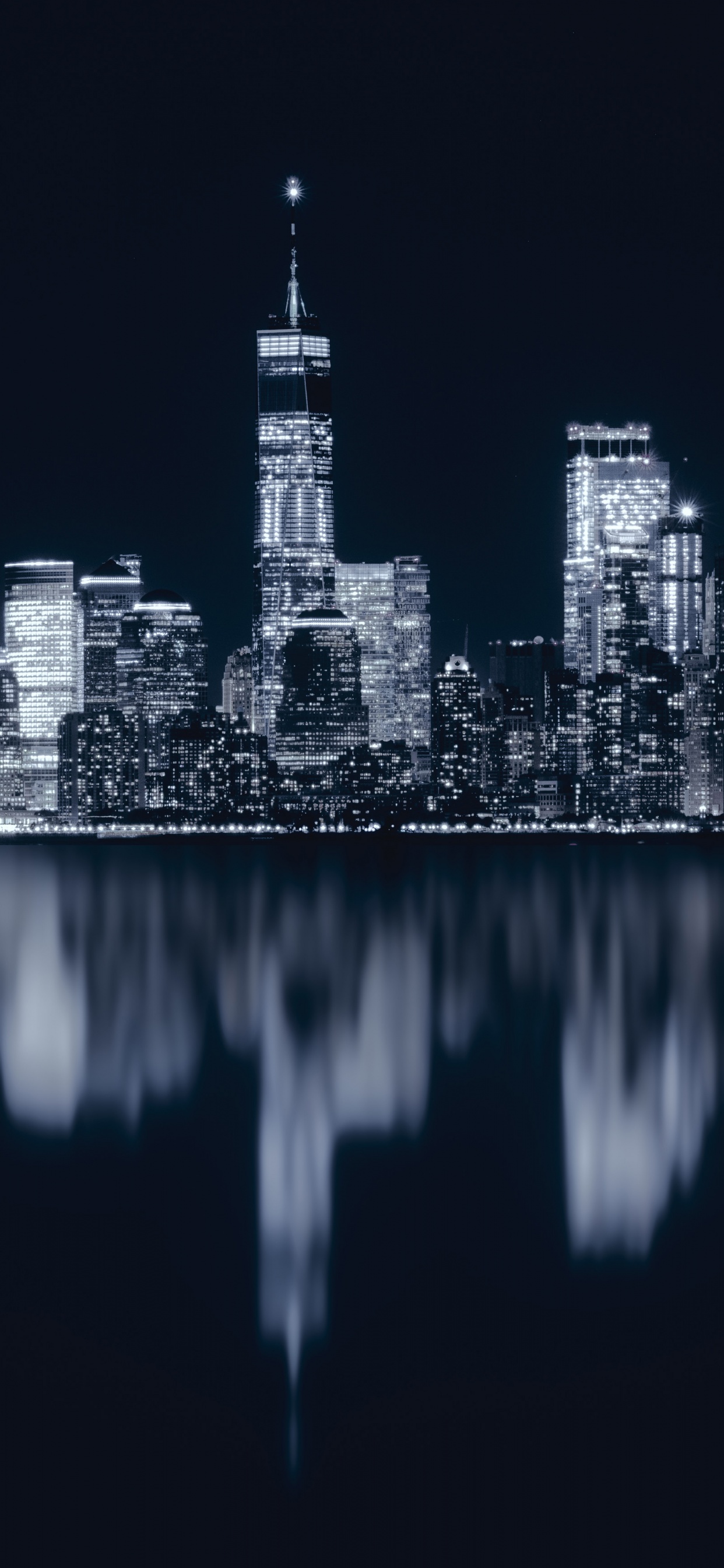 New York City Wallpaper 4K, Night, Cityscape, City lights, Reflections, Dark, World