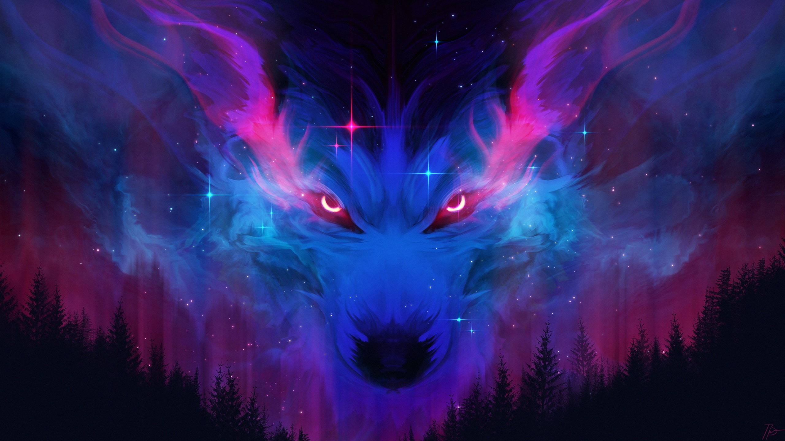 Free download Fantasy Wolf Fantasy Animals Night Stars HD Wallpaper Background [2560x1440] for your Desktop, Mobile & Tablet. Explore Background Wolf. Wallpaper Wolf, Wolf Wallpaper, Wallpaper Wolf