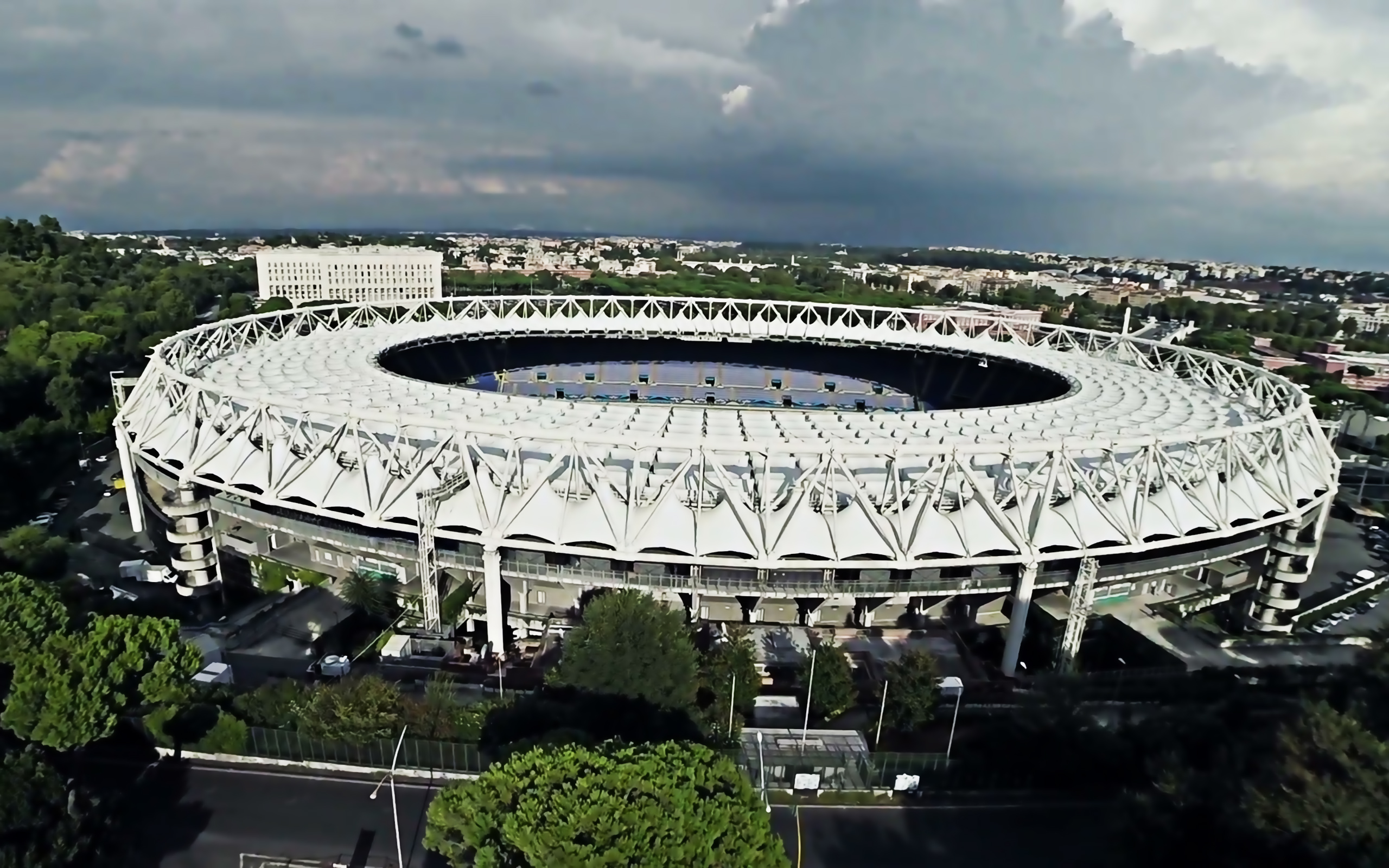Download wallpaper Stadio Olimpico, Italian football stadium, Rome, Italy, sports arenas, AS Roma Stadium for desktop with resolution 2560x1600. High Quality HD picture wallpaper