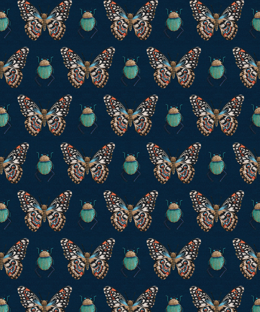 Beetle & Butterfly Wallpaper • Handcrafted Europe