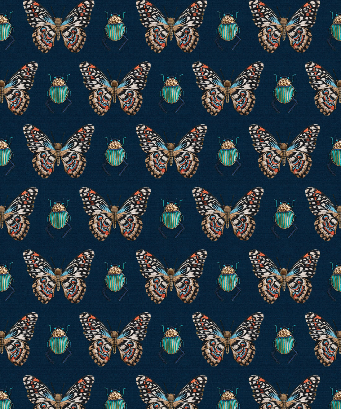 Beetle & Butterfly Wallpaper • Handcrafted Europe