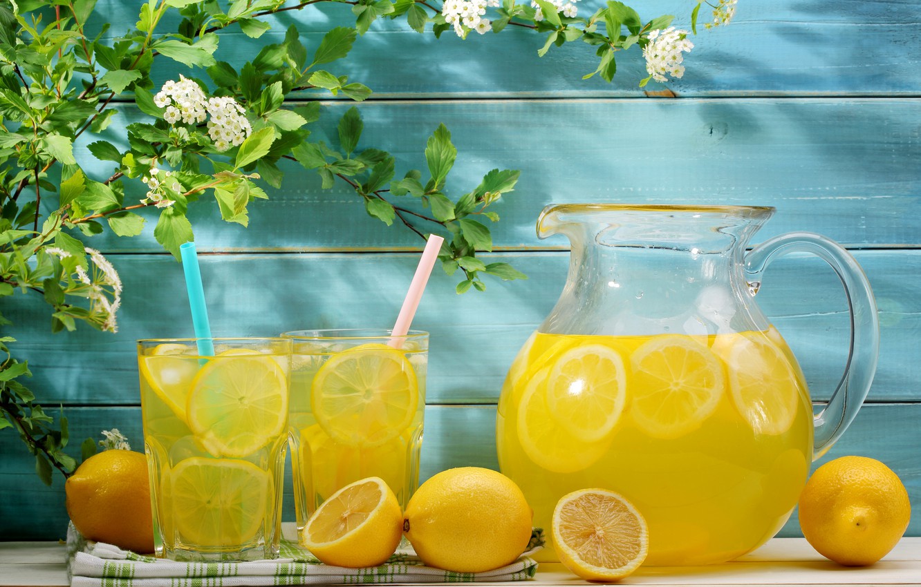 Wallpaper summer, flowers, drink, fresh, lemons, lemonade, lemons, lemonade image for desktop, section еда