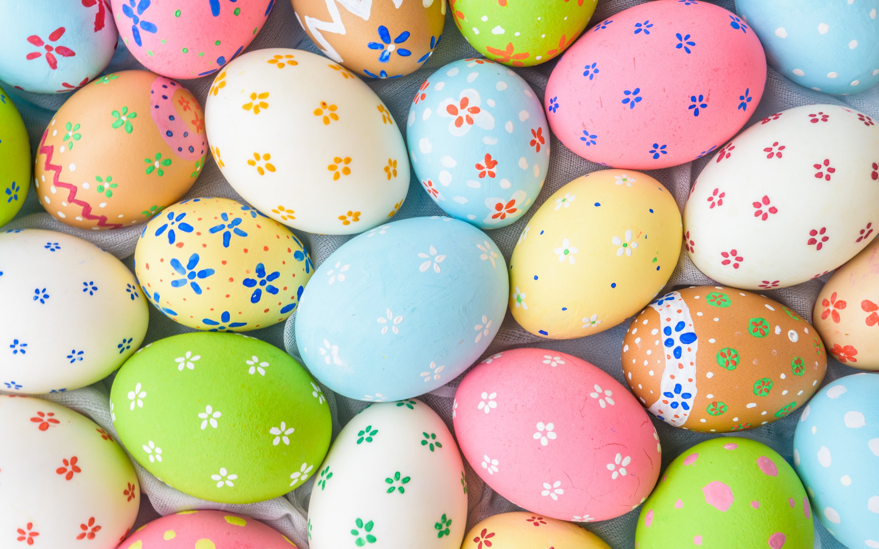 Download Wallpaper Multi Colored Easter Eggs, Easter Background, Eggs, Spring, Easter For Desktop With Resolution 2880x1800. High Quality HD Picture Wallpaper