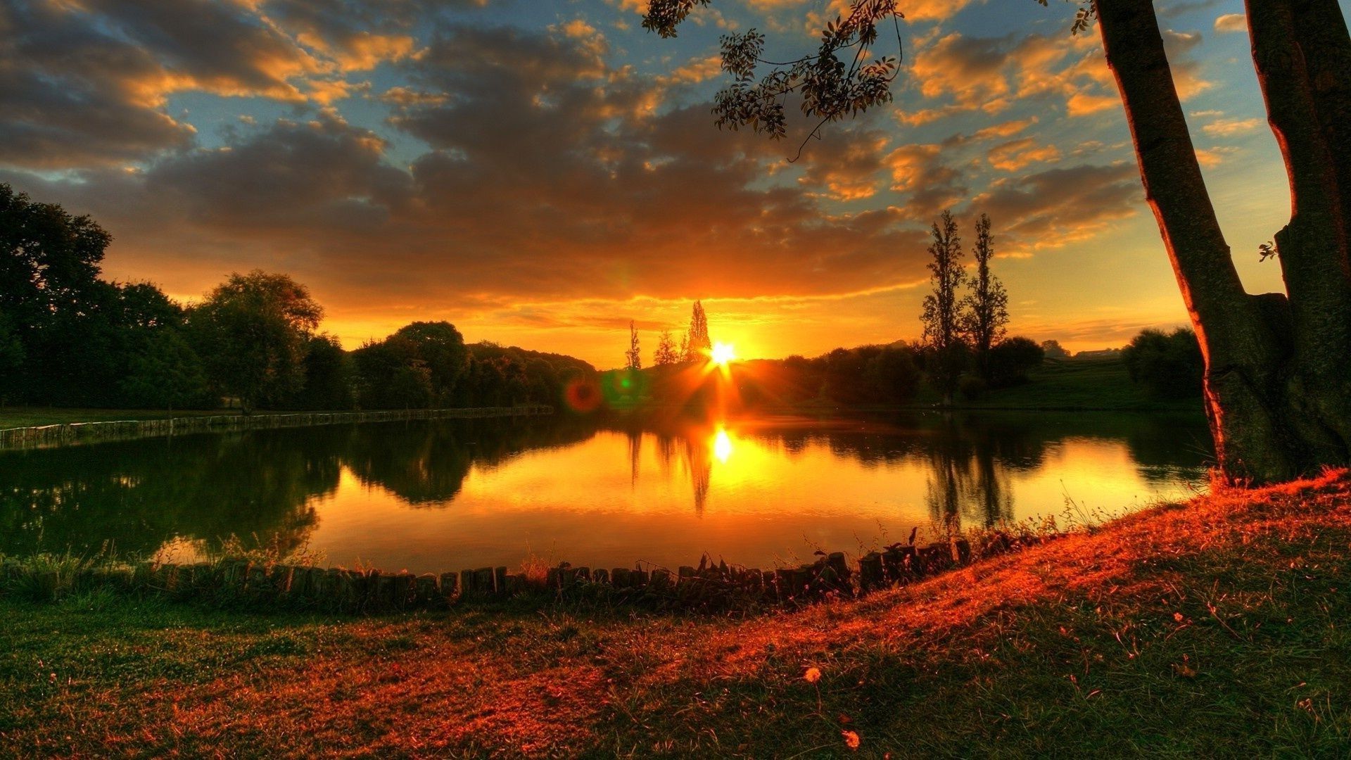 Summer Lake Sunset Wallpaper