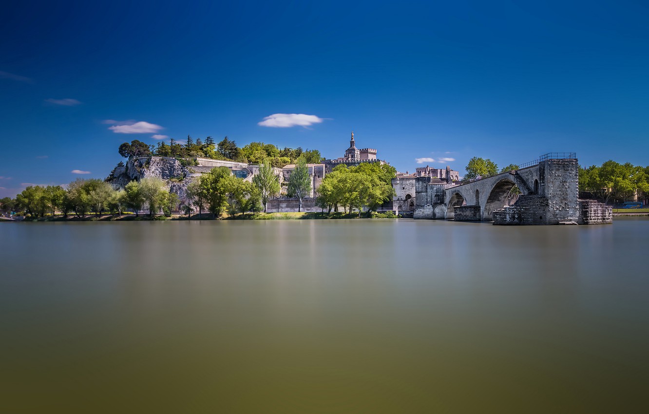 Wallpaper bridge, river, France, Ron, Avignon, The Pont D'avignon image for desktop, section пейзажи