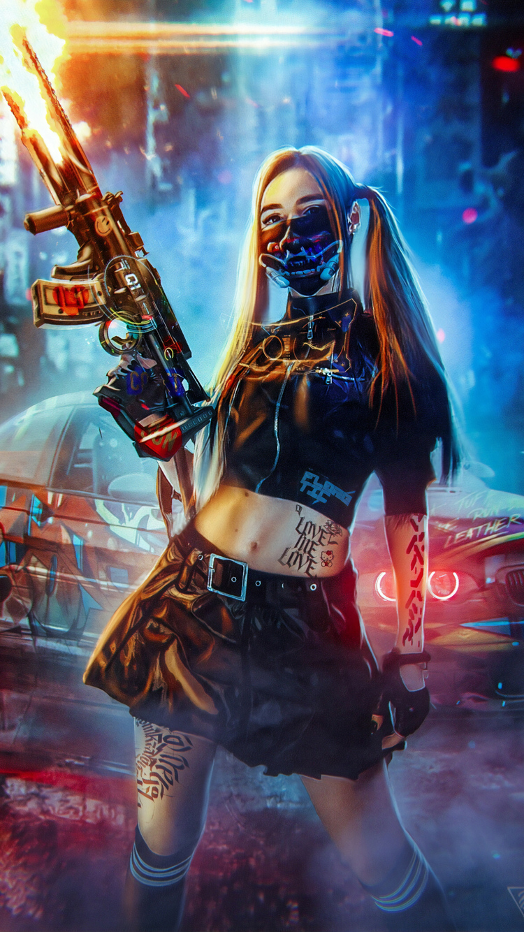 Bad Cyber Girl 4k iPhone 6, iPhone 6S, iPhone 7 HD 4k Wallpaper, Image, Background, Photo and Picture