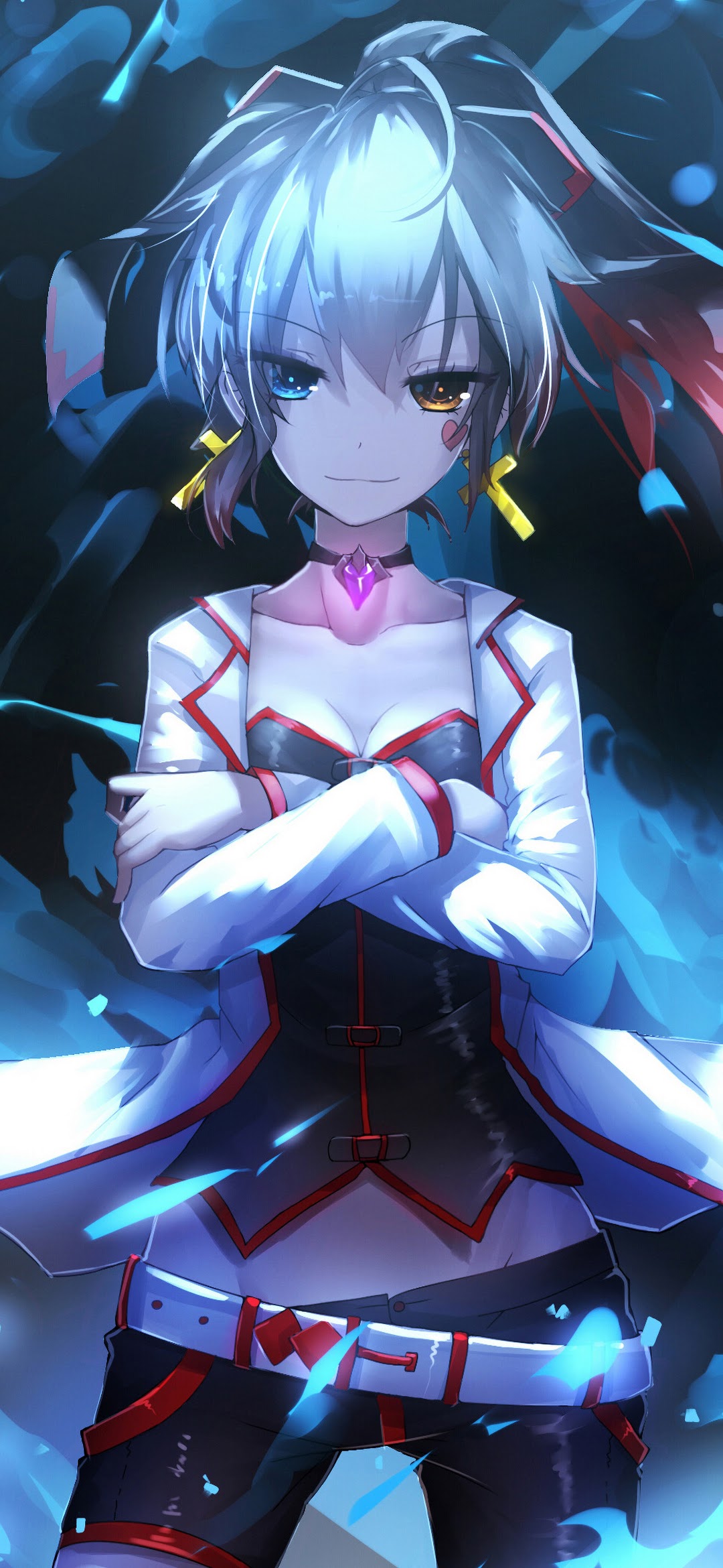 Anime Girl Blue Flame Pixiv Fantasia 4K Wallpaper