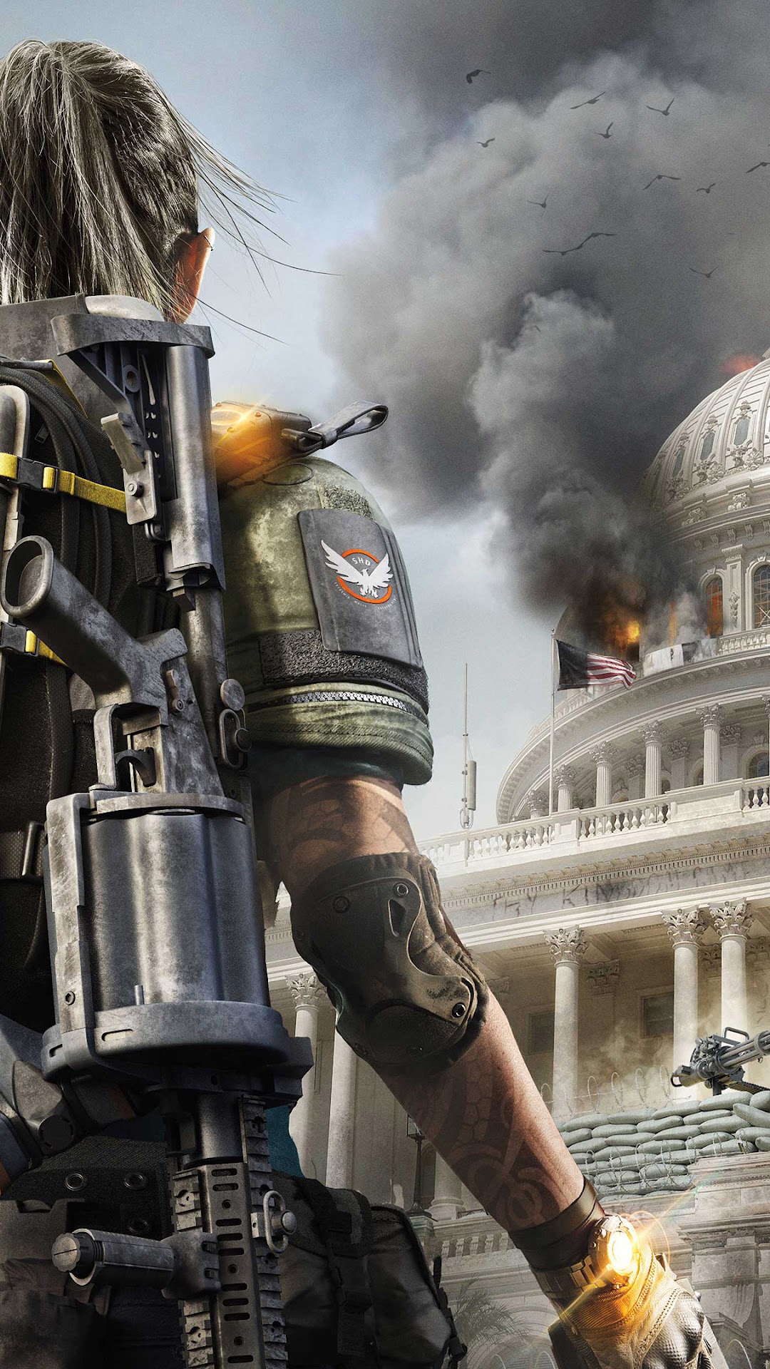 The Division 2 Girl Agent White House Phone iPhone 4K Wallpaper free Download