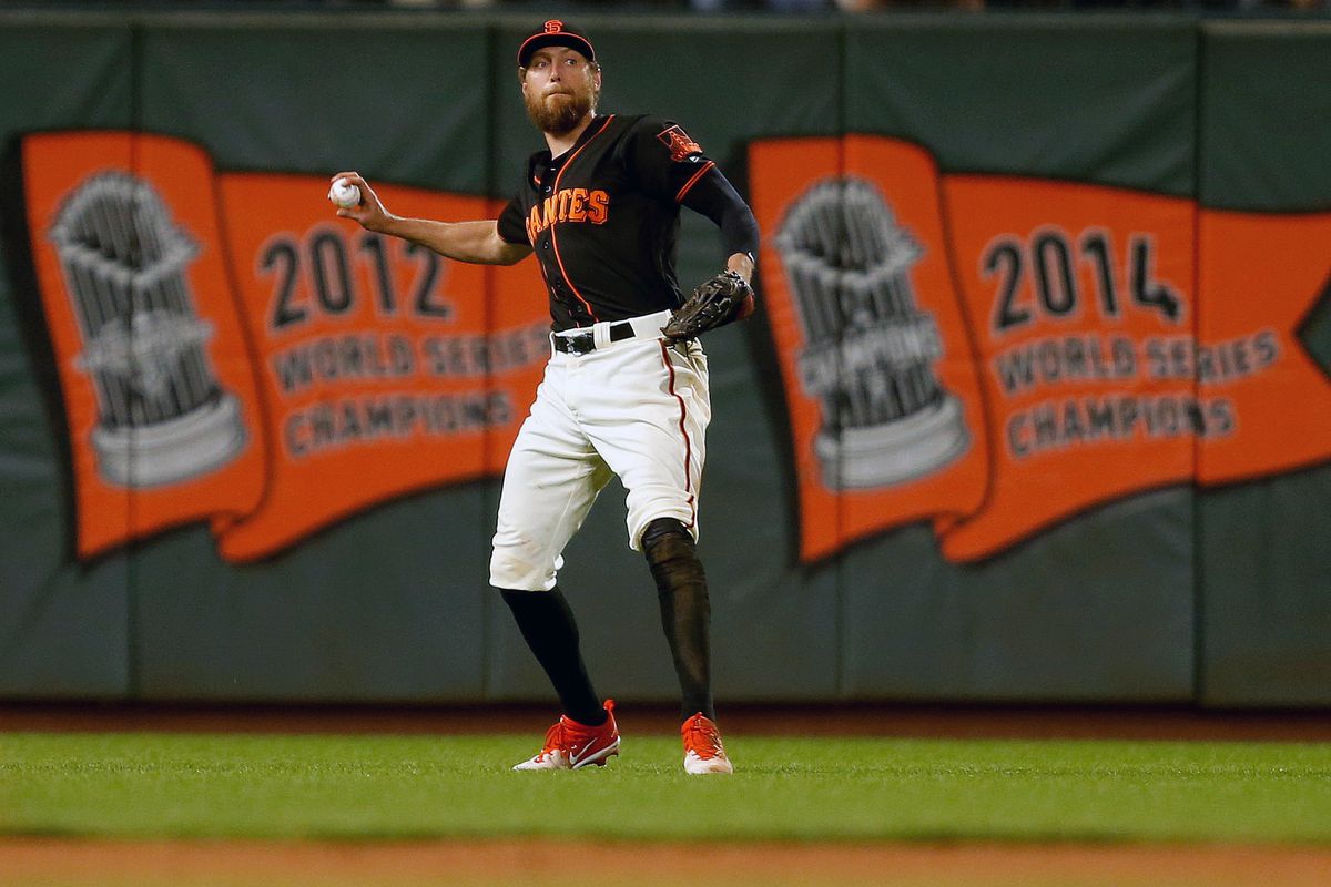 Giants Hunter Pence is ending the season on a high note