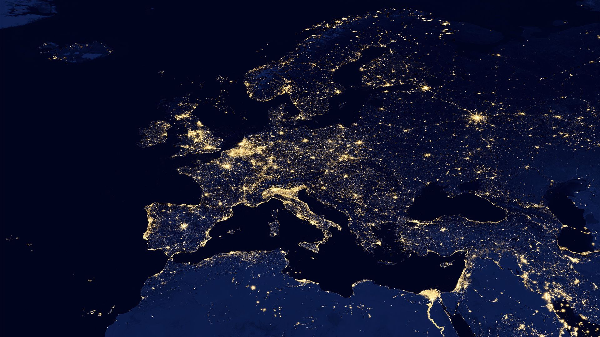 Europe At Night Map Wallpaper HD