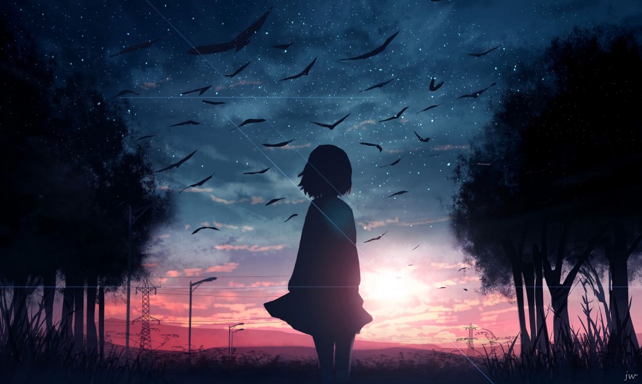 Wallpaper Bright Anime, Anime, Illustration, Sleeve, Cloud, Background Free Image