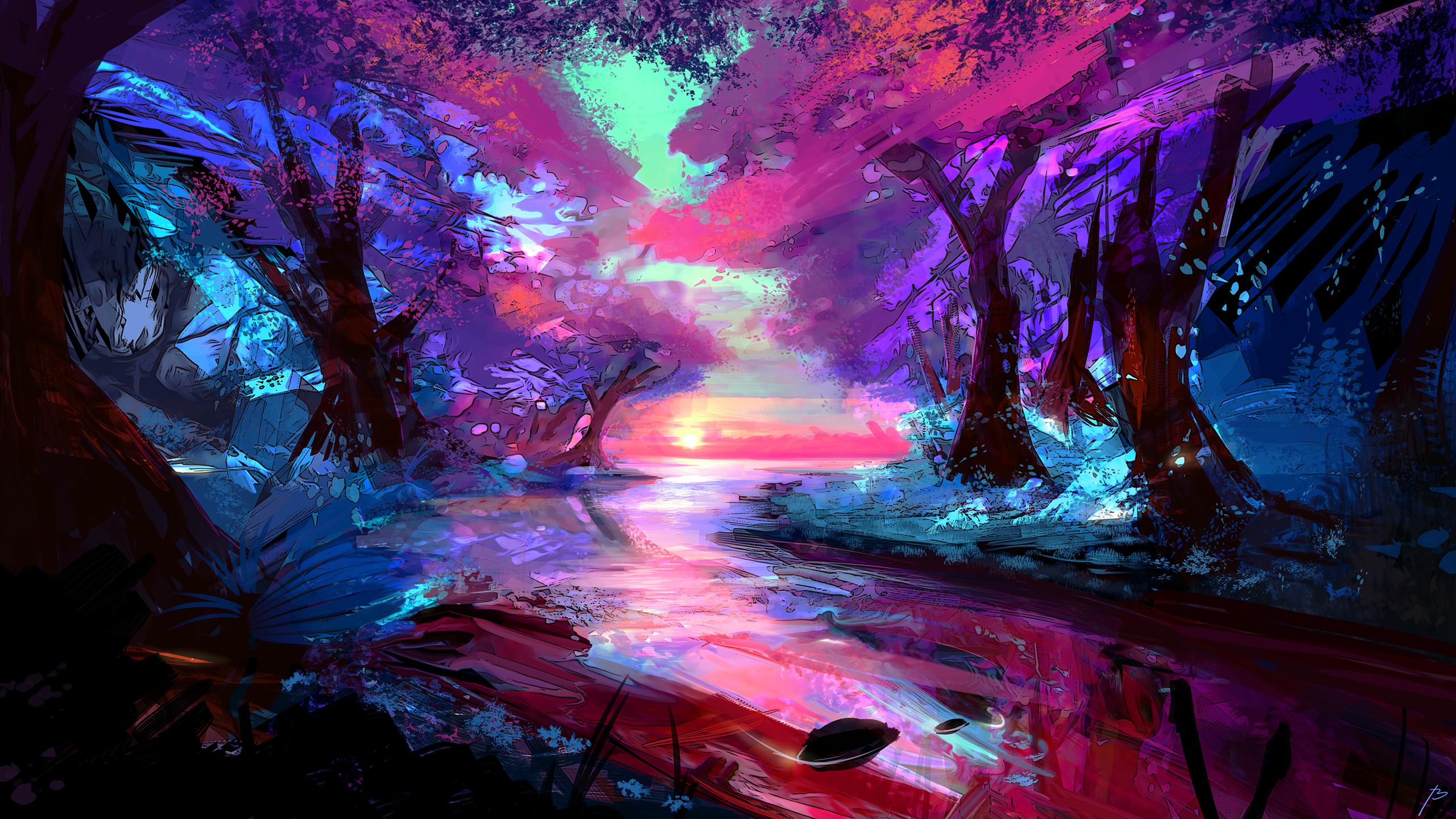 2560×1440 colour vibrant forest