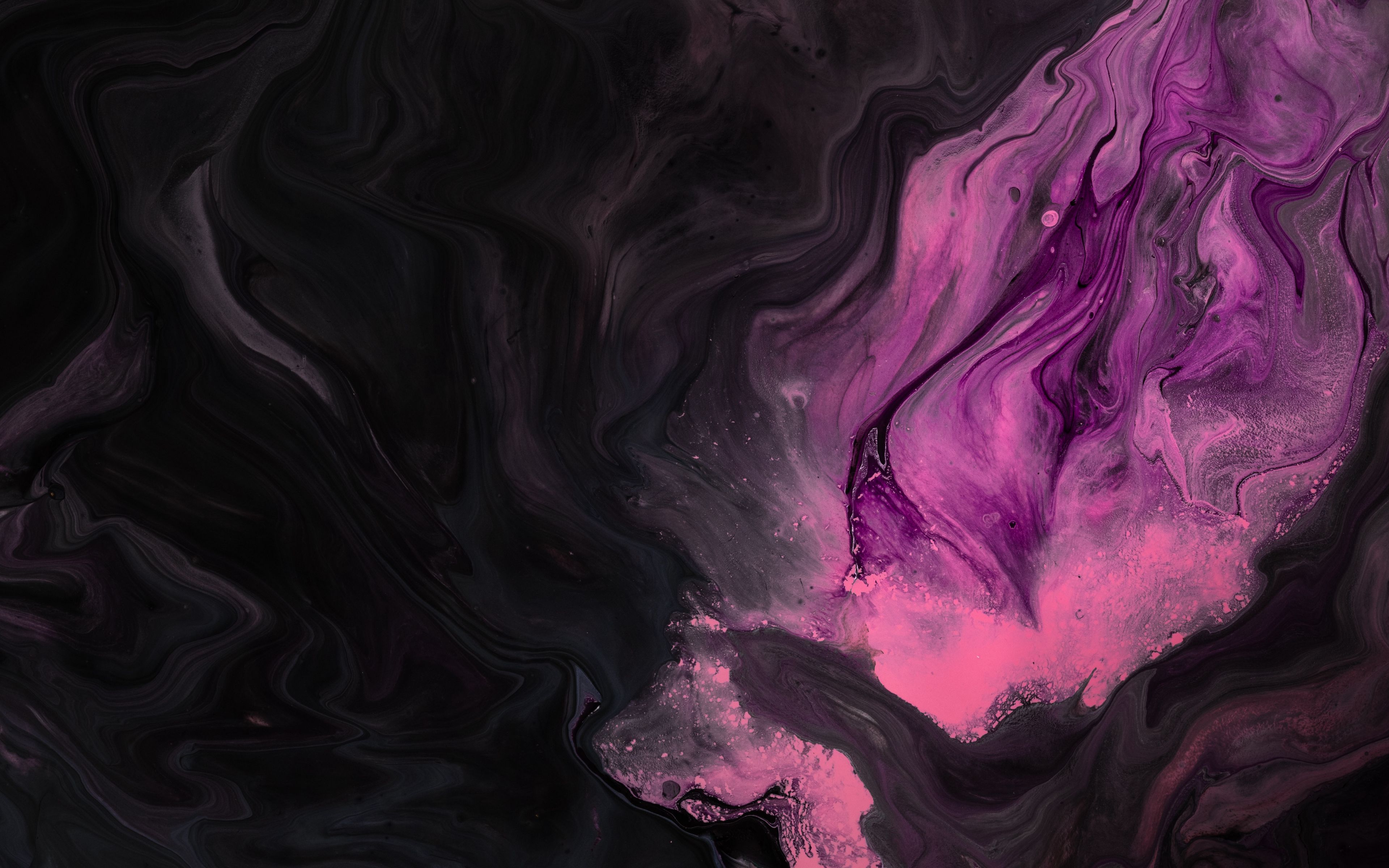 Download wallpaper 3840x2400 paint, stains, pink, black, liquid 4k ultra HD 16:10 HD background