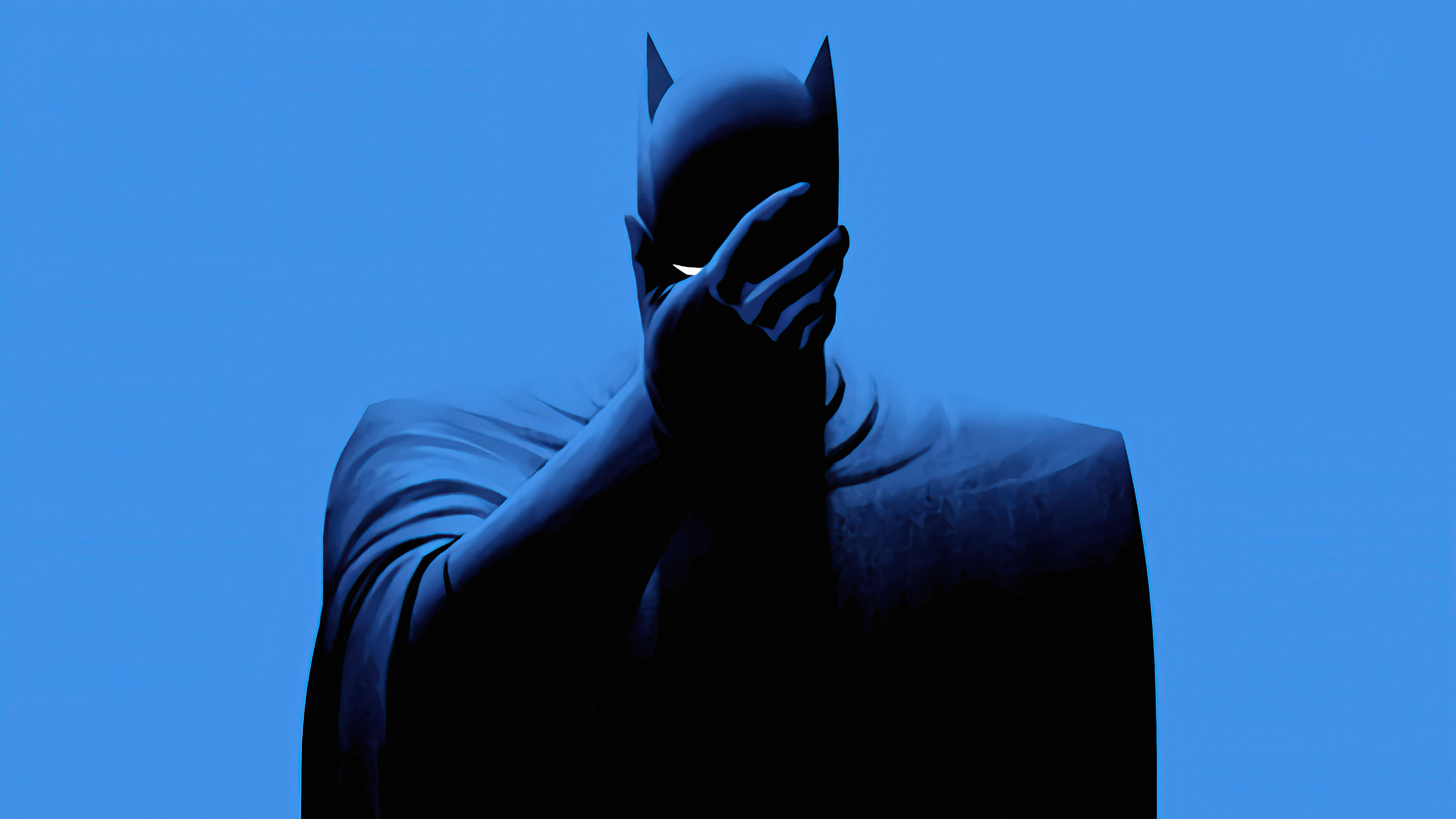 Batman Minimalist style blue background Wallpaper 5k Ultra HD